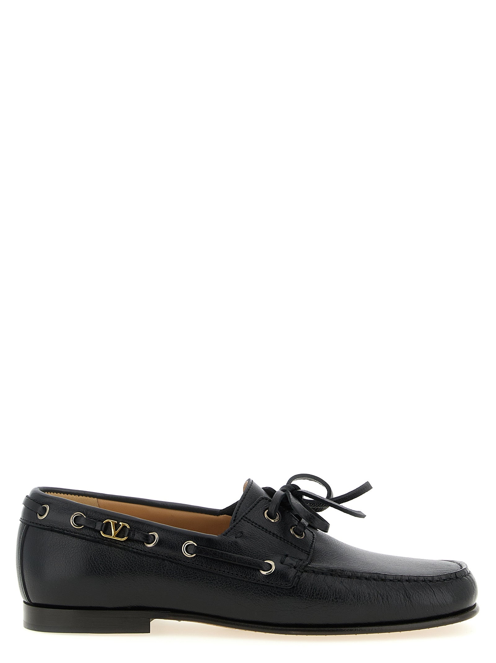 Valentino Garavani Zwarte slip-on loafers van buffelleer