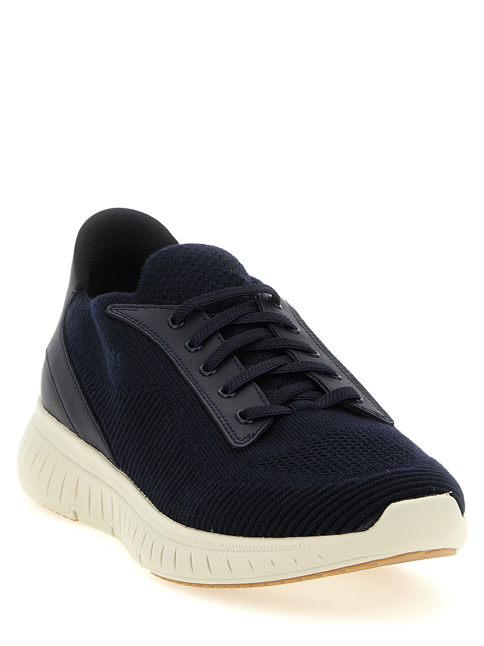 Baskets athlétiques en cuir de vachette bleu Hugo Boss