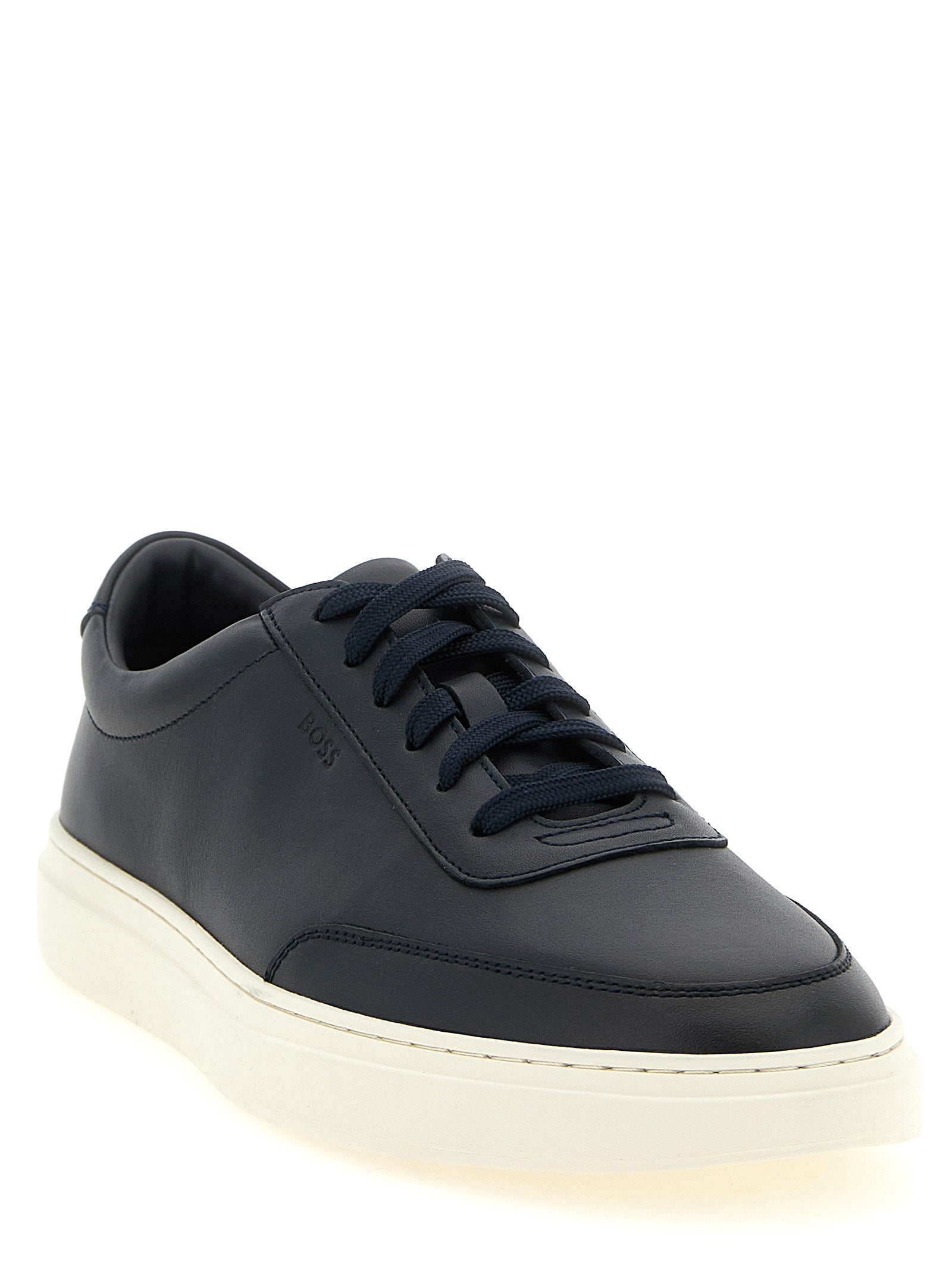 Lage sneakers van Hugo Boss van blauw rundleer