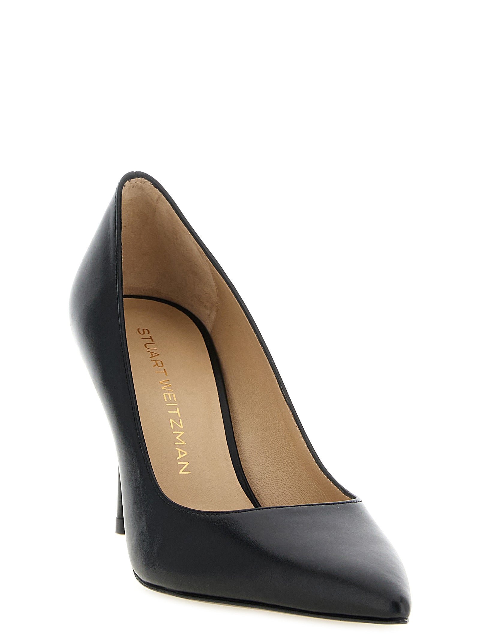 Stuart Weitzman zwarte pumps van kalfsleer met hoge hak