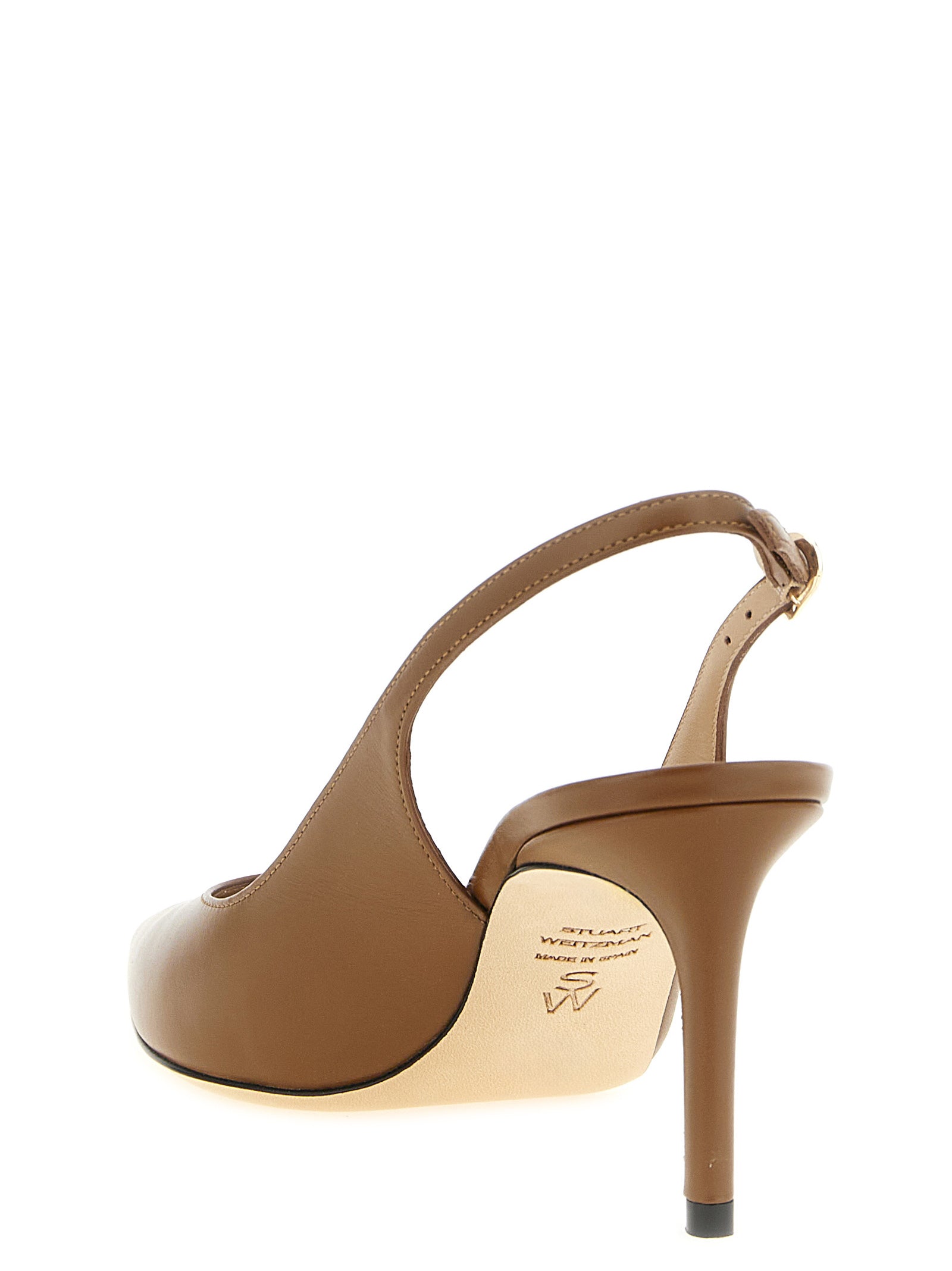 Stuart Weitzman Bruine Kalfsleren Pumps met Middelhoge Hak