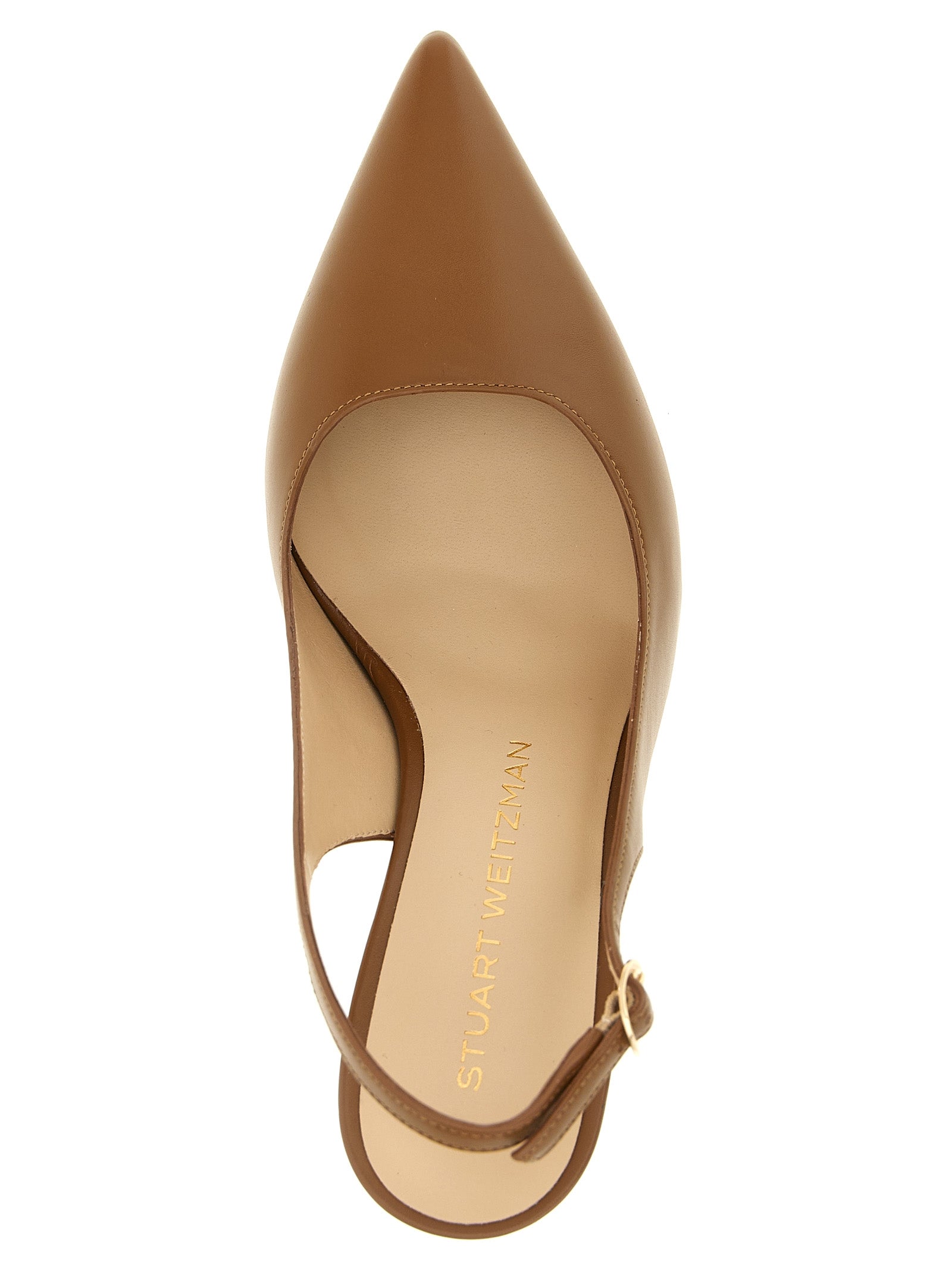 Stuart Weitzman Bruine Kalfsleren Pumps met Middelhoge Hak