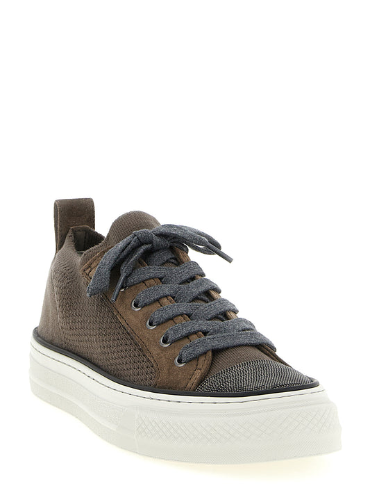 Brunello Cucinelli Brown Cotton Low Top Sneakers