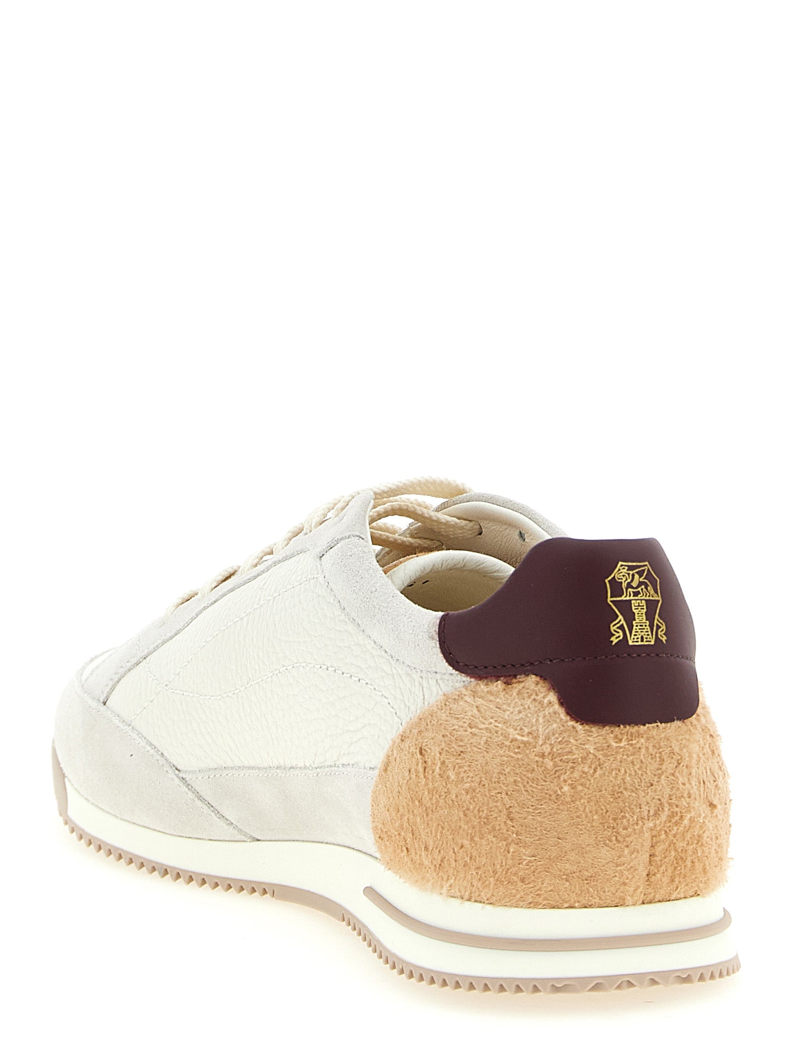 Brunello Cucinelli Beige Nubuck Leather Low Top Sneakers