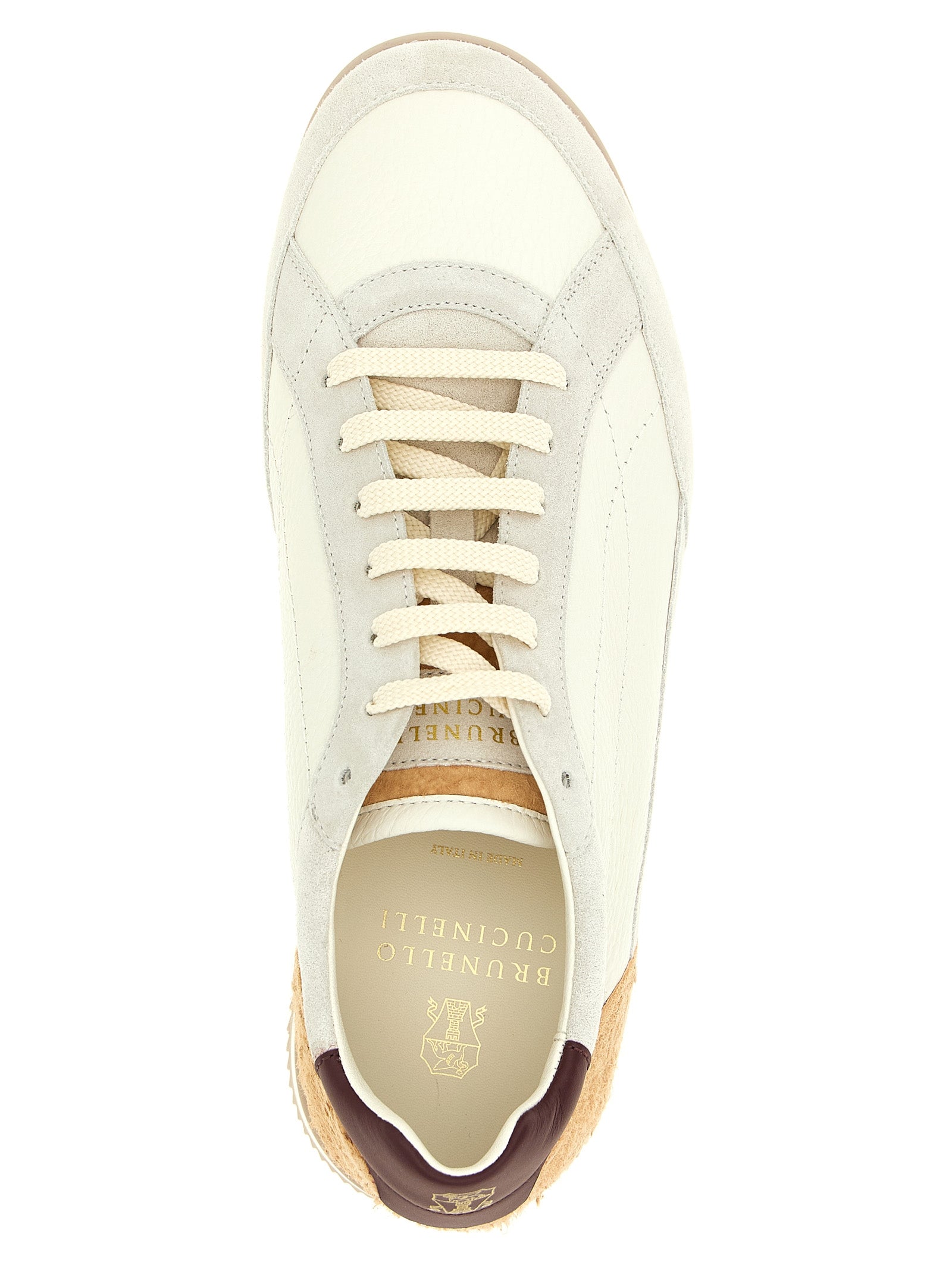 Brunello Cucinelli Beige Nubuck Leather Low Top Sneakers
