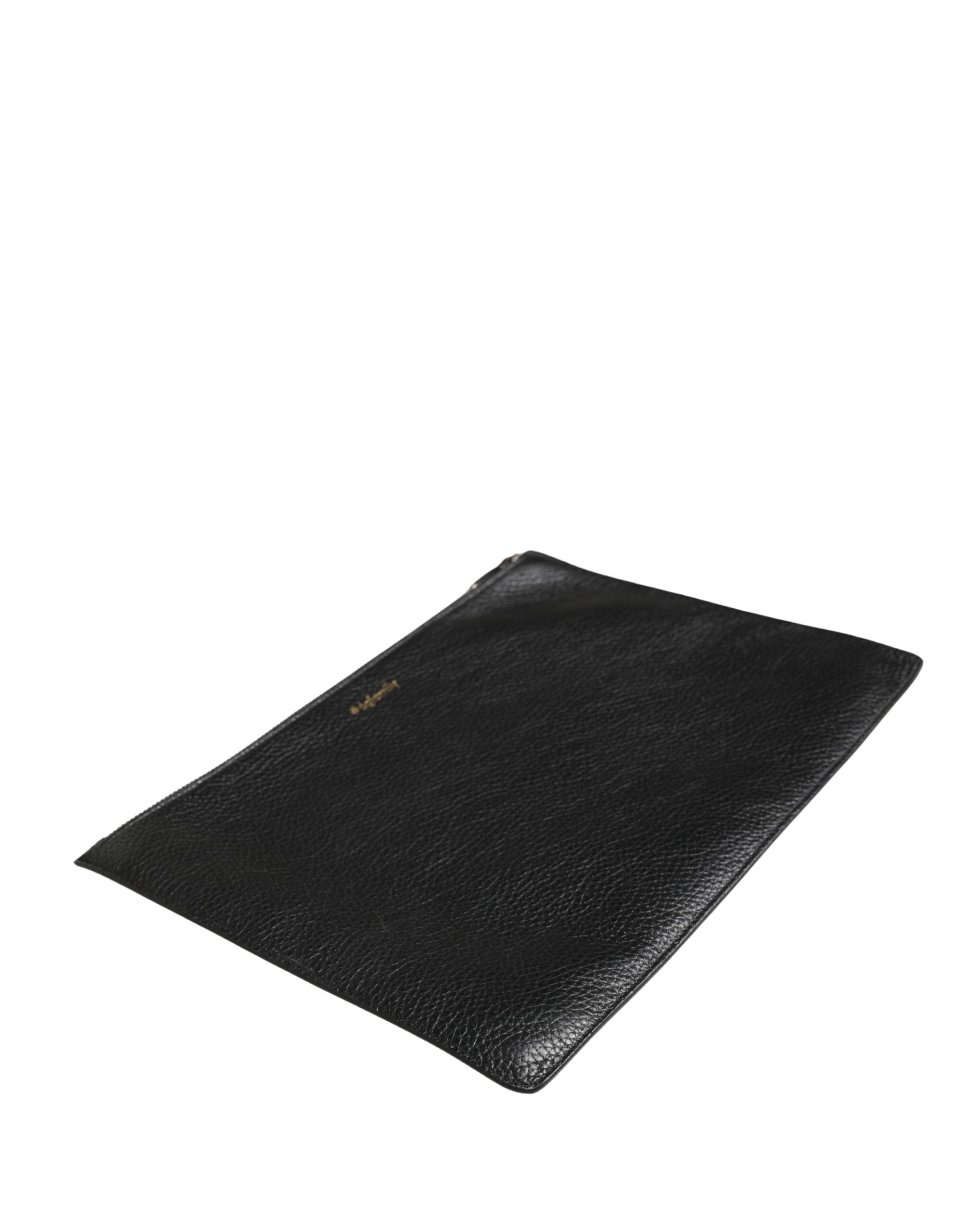 Dolce & Gabbana Black #DGFamily Embellished Leather Clutch Bag