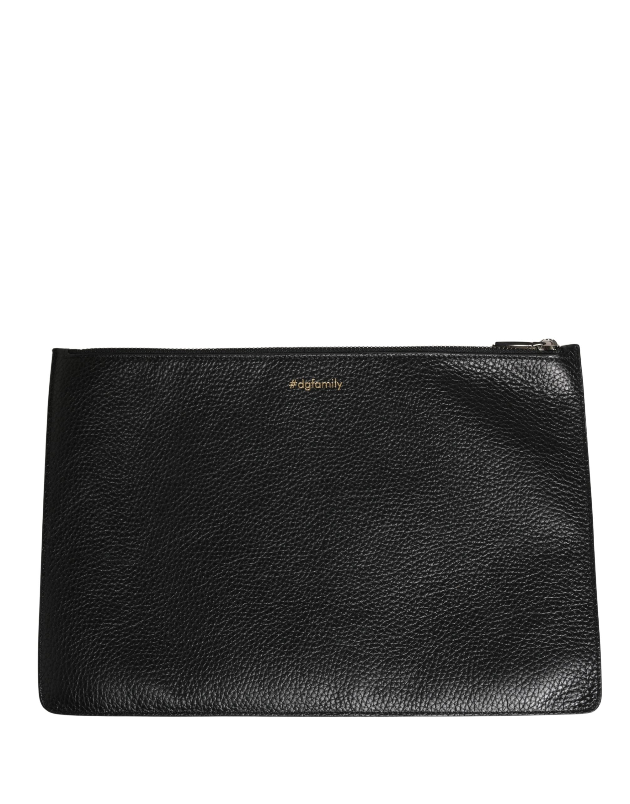 Dolce & Gabbana Black #DGFamily Embellished Leather Clutch Bag