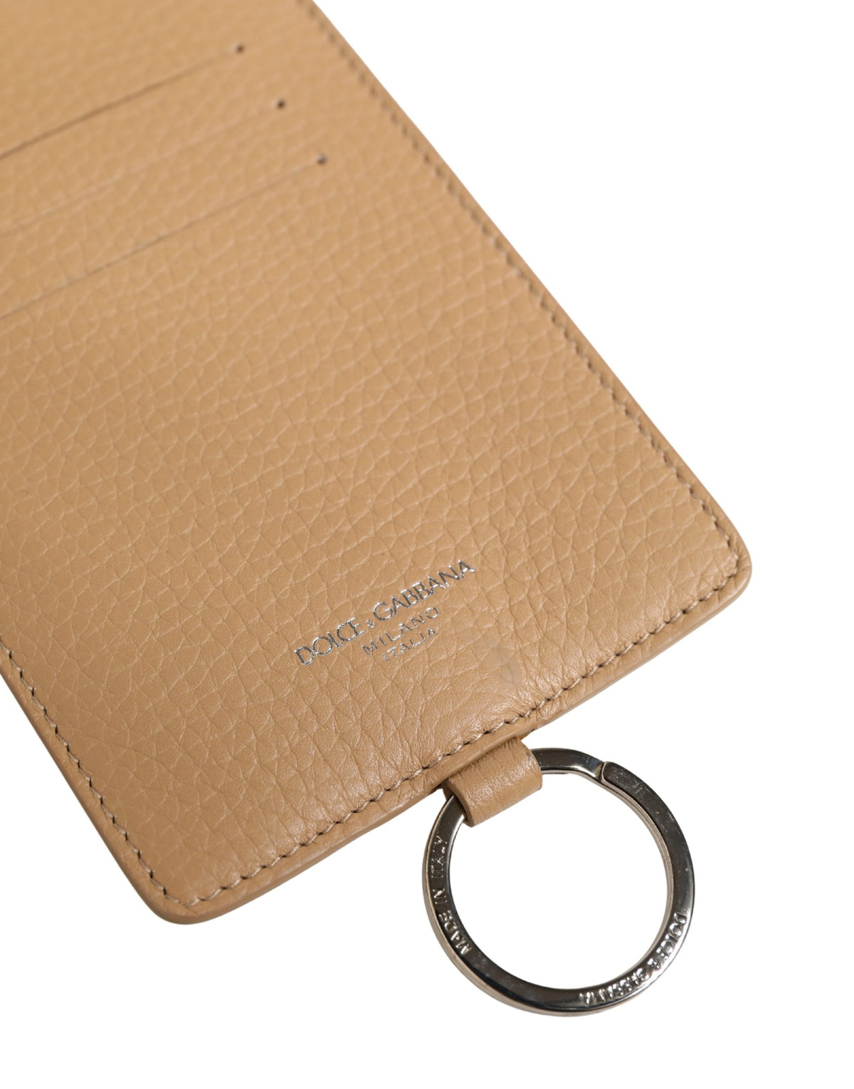 Dolce & Gabbana Beige Leren Portefeuille met Logo in Reliëf en Nekkoord