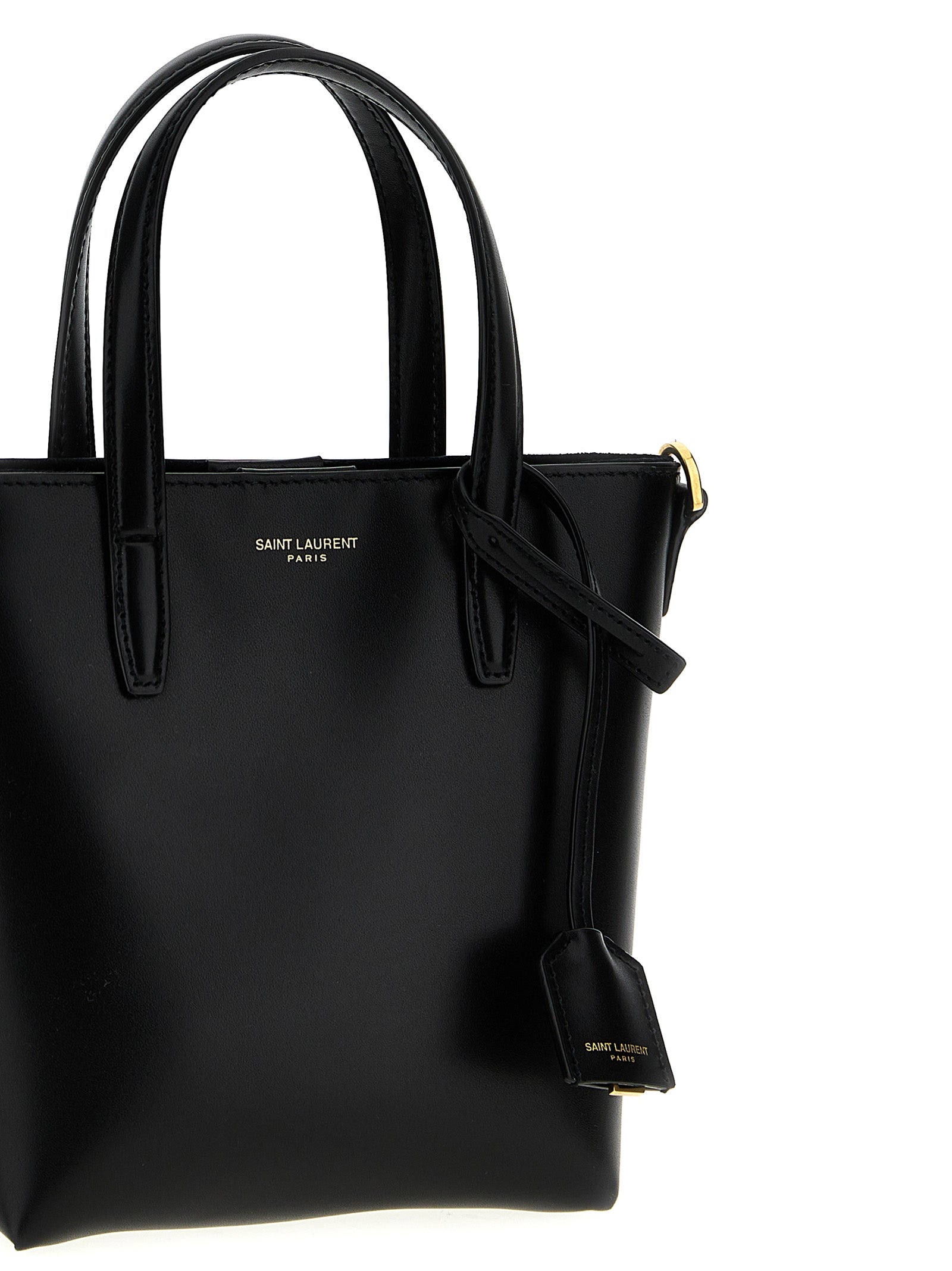 Saint Laurent Zwarte Kalfsleren Shopper Tas