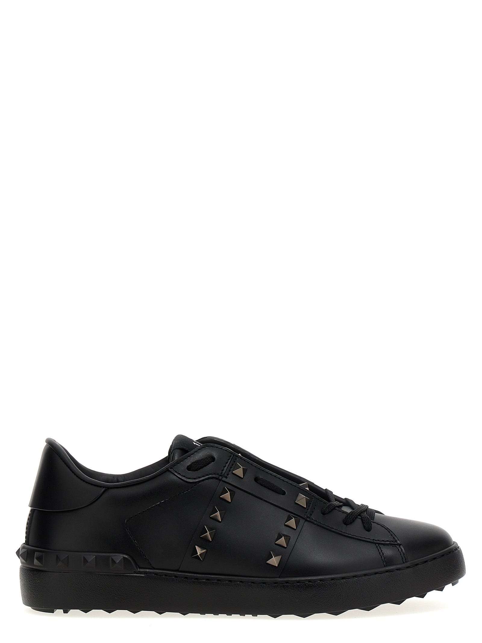 Valentino Garavani Zwarte Kalfsleren Lage Sneakers