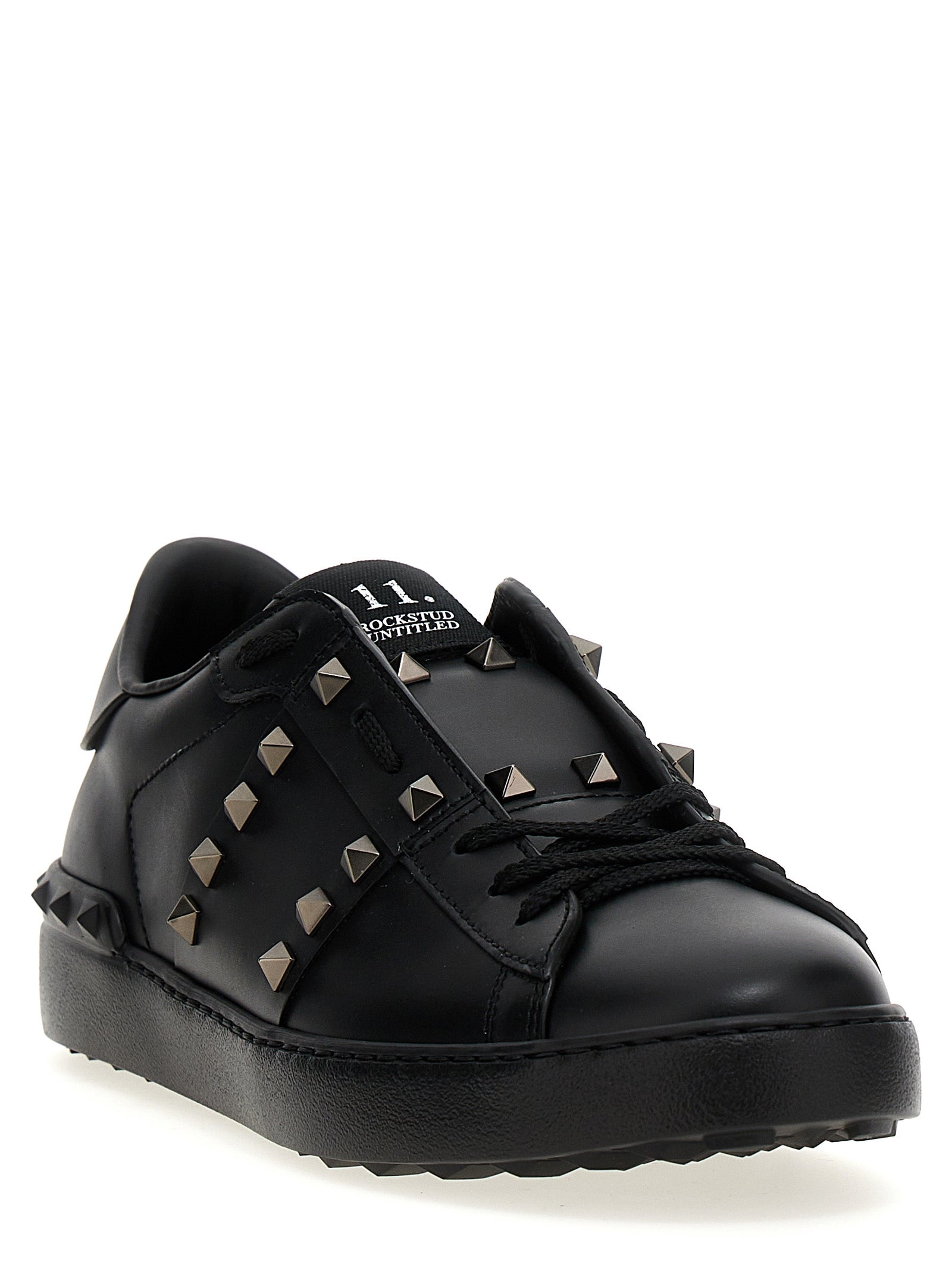 Valentino Garavani Zwarte Kalfsleren Lage Sneakers