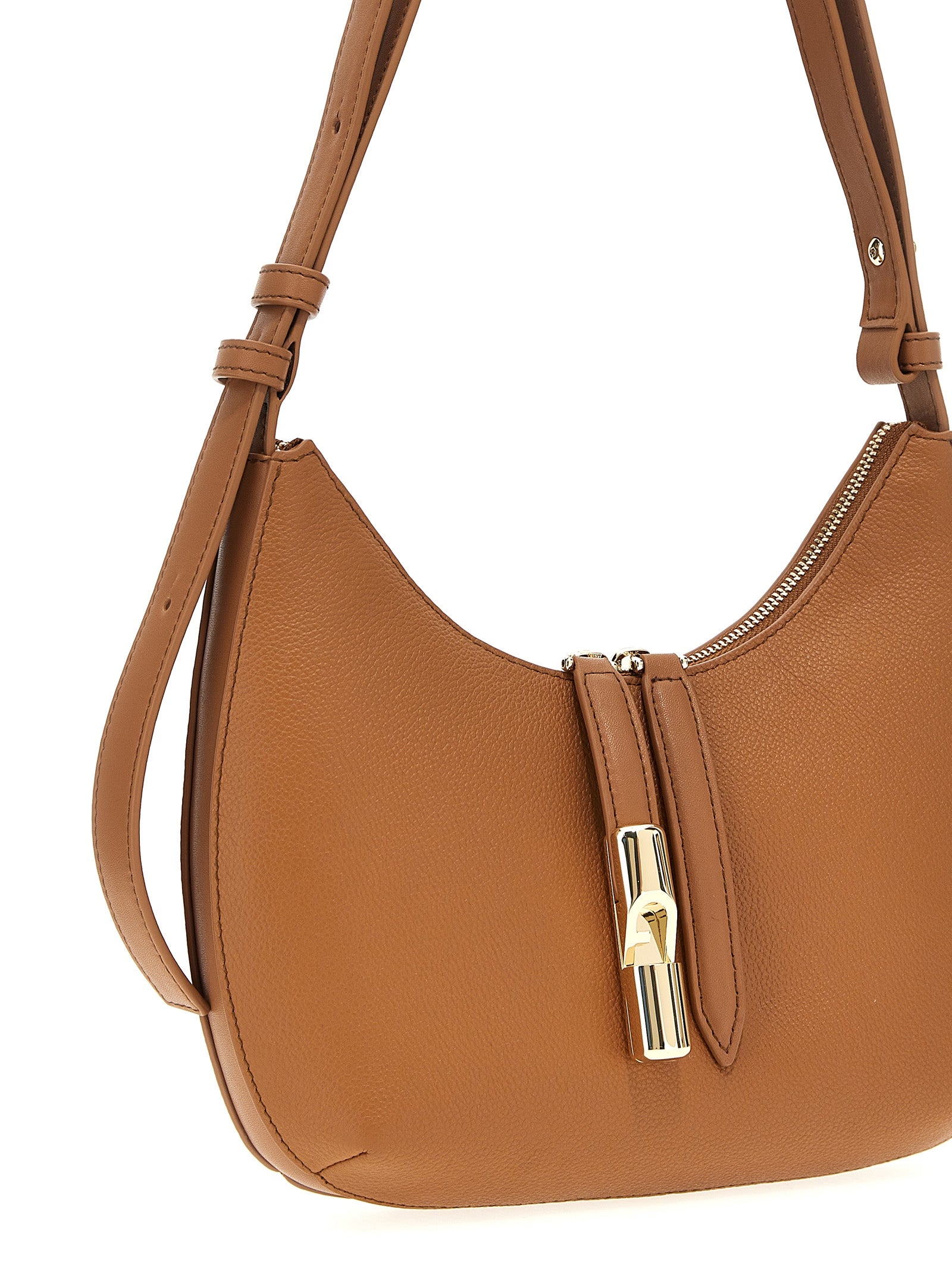 Furla bruine leren schoudertas