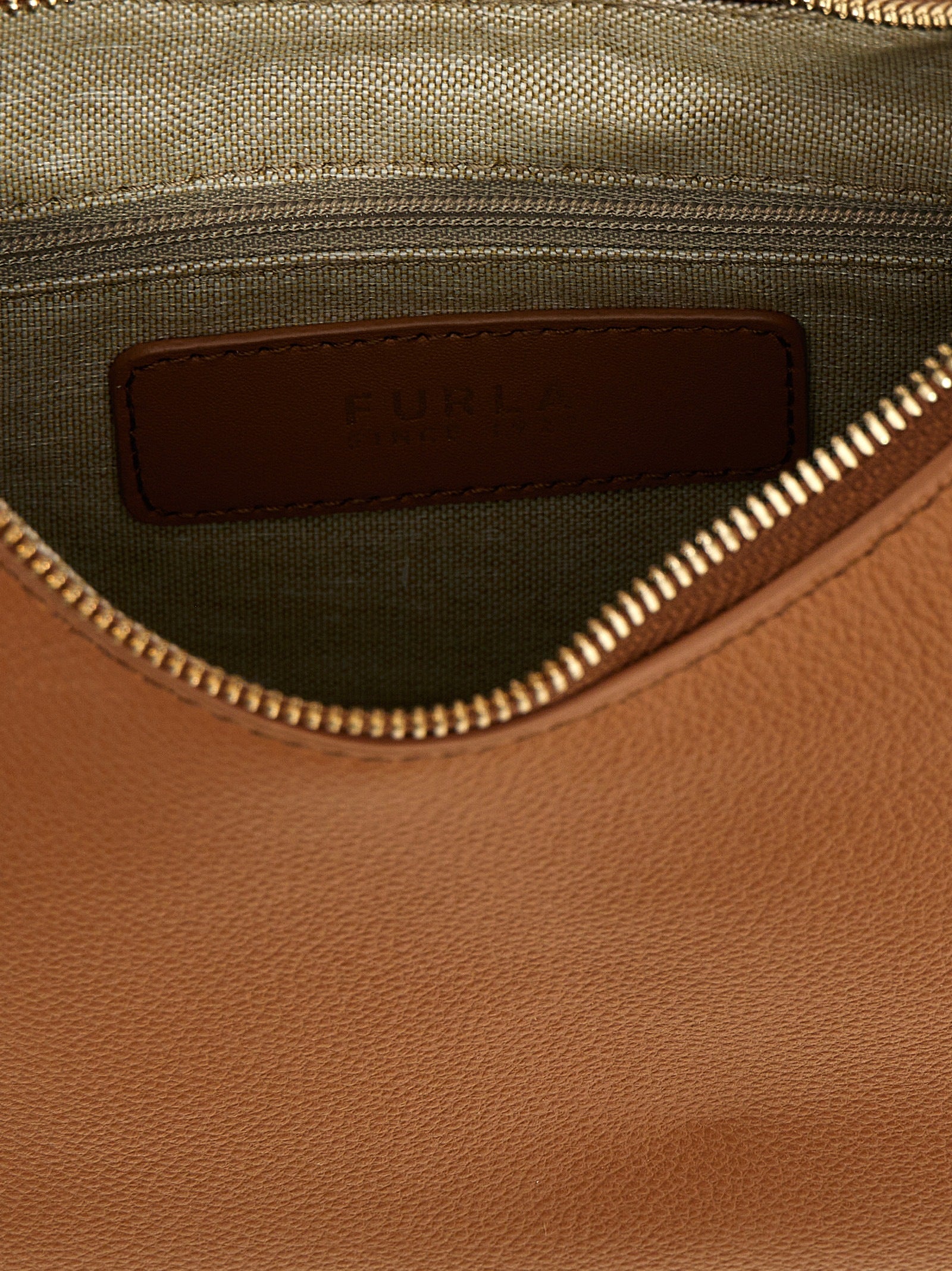 Furla bruine leren schoudertas