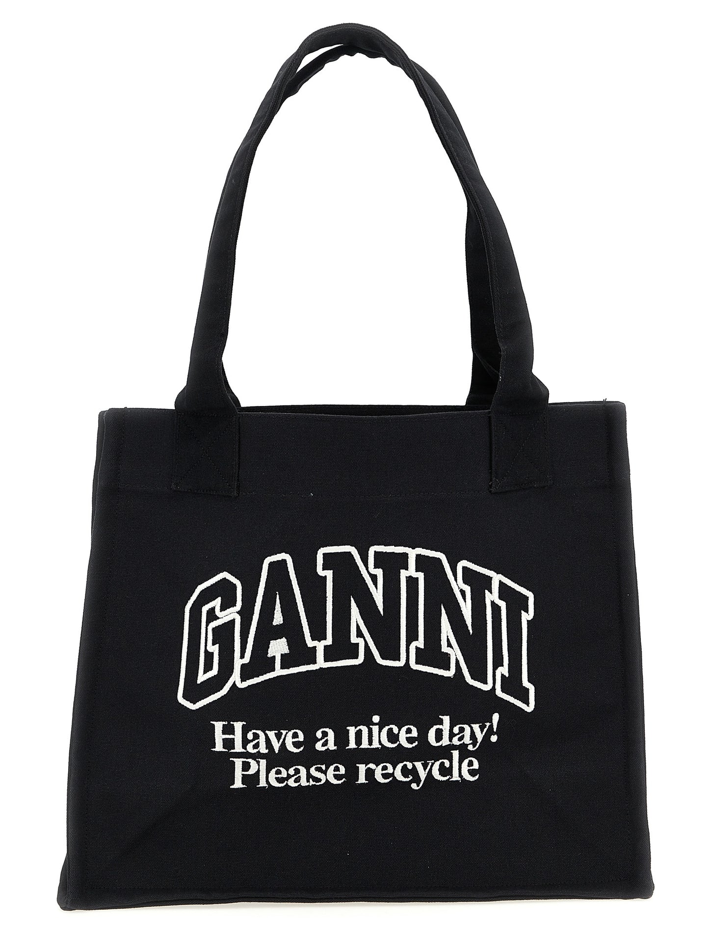 Ganni Bicolor Recycled Cotton Tote Bag