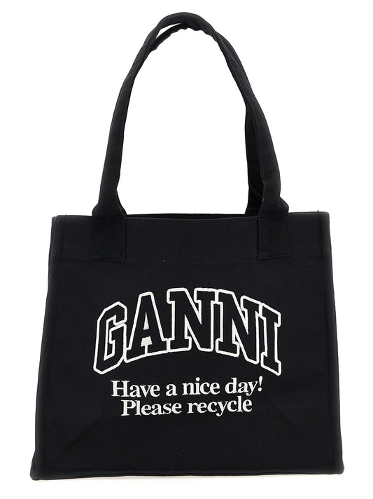 Ganni Bicolor Recycled Cotton Tote Bag
