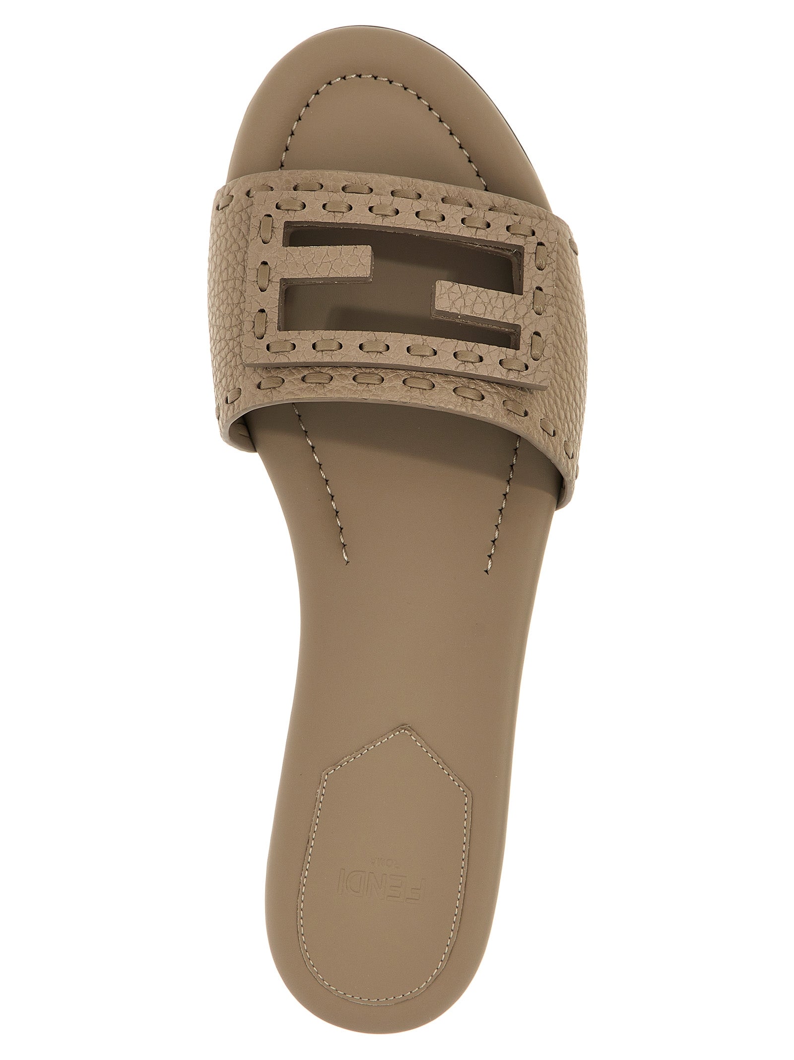 Fendi Grey Calfskin Slides