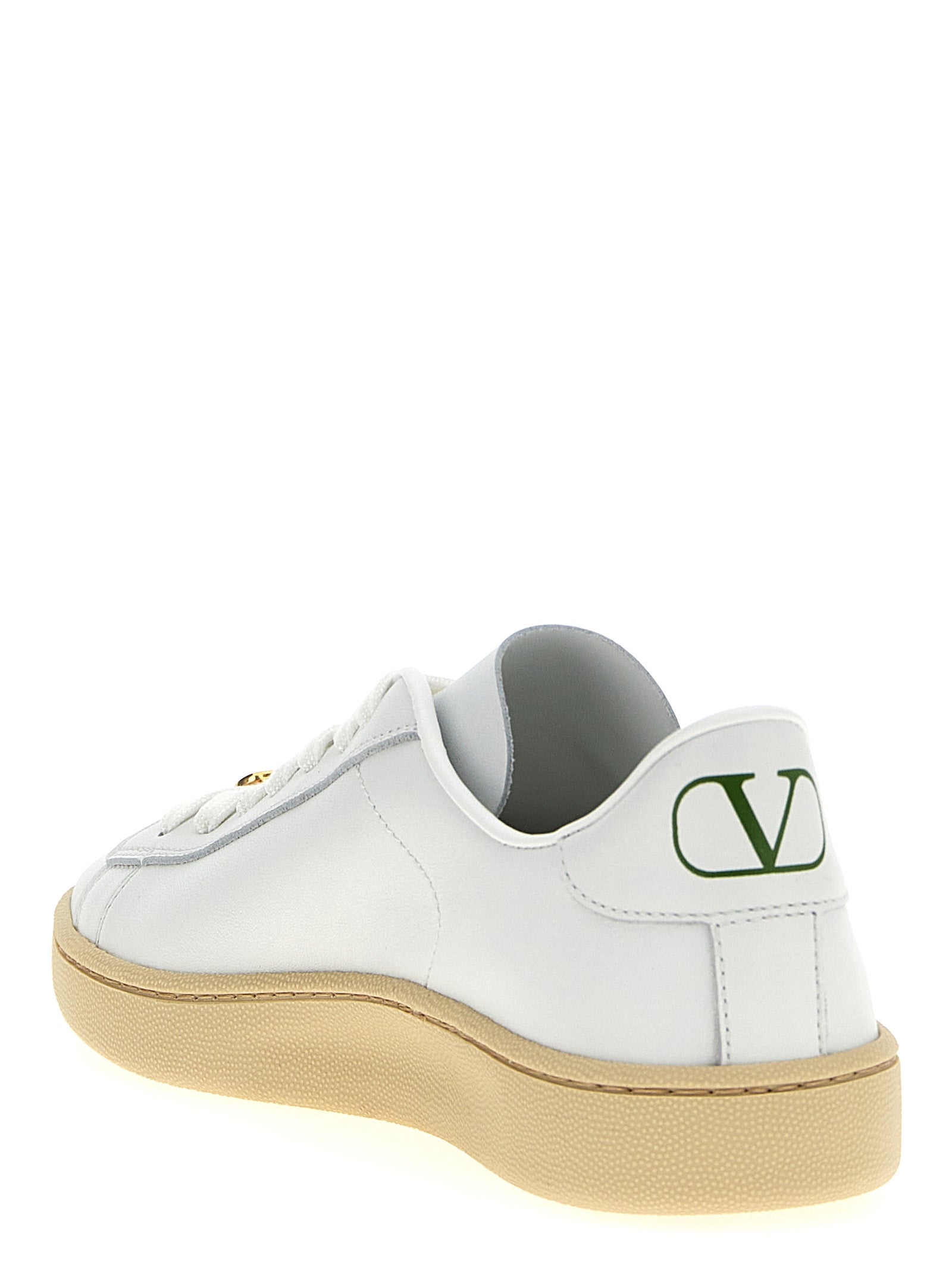 Valentino Garavani Witte Kalfsleren Lage Sneakers
