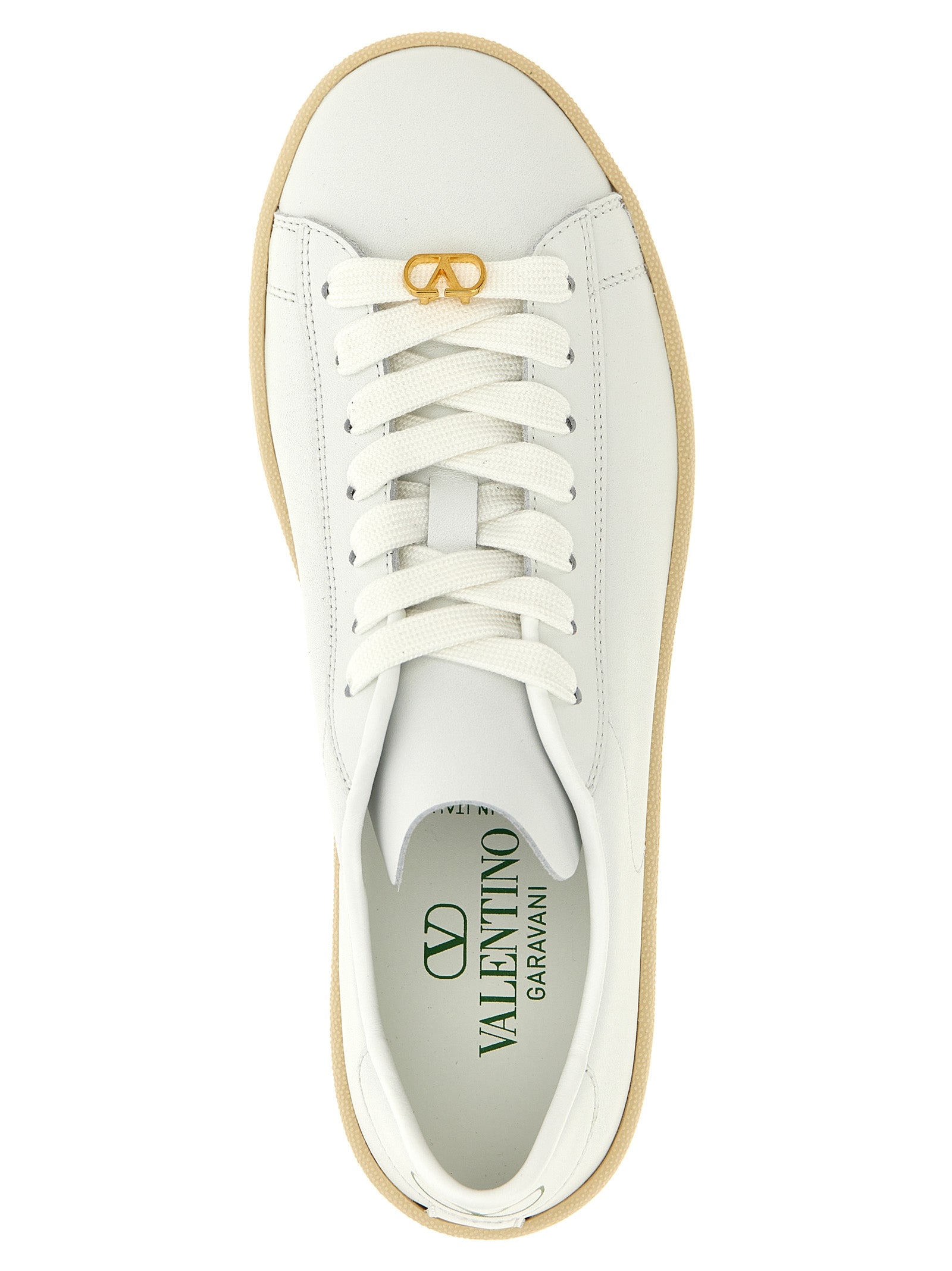 Valentino Garavani Witte Kalfsleren Lage Sneakers