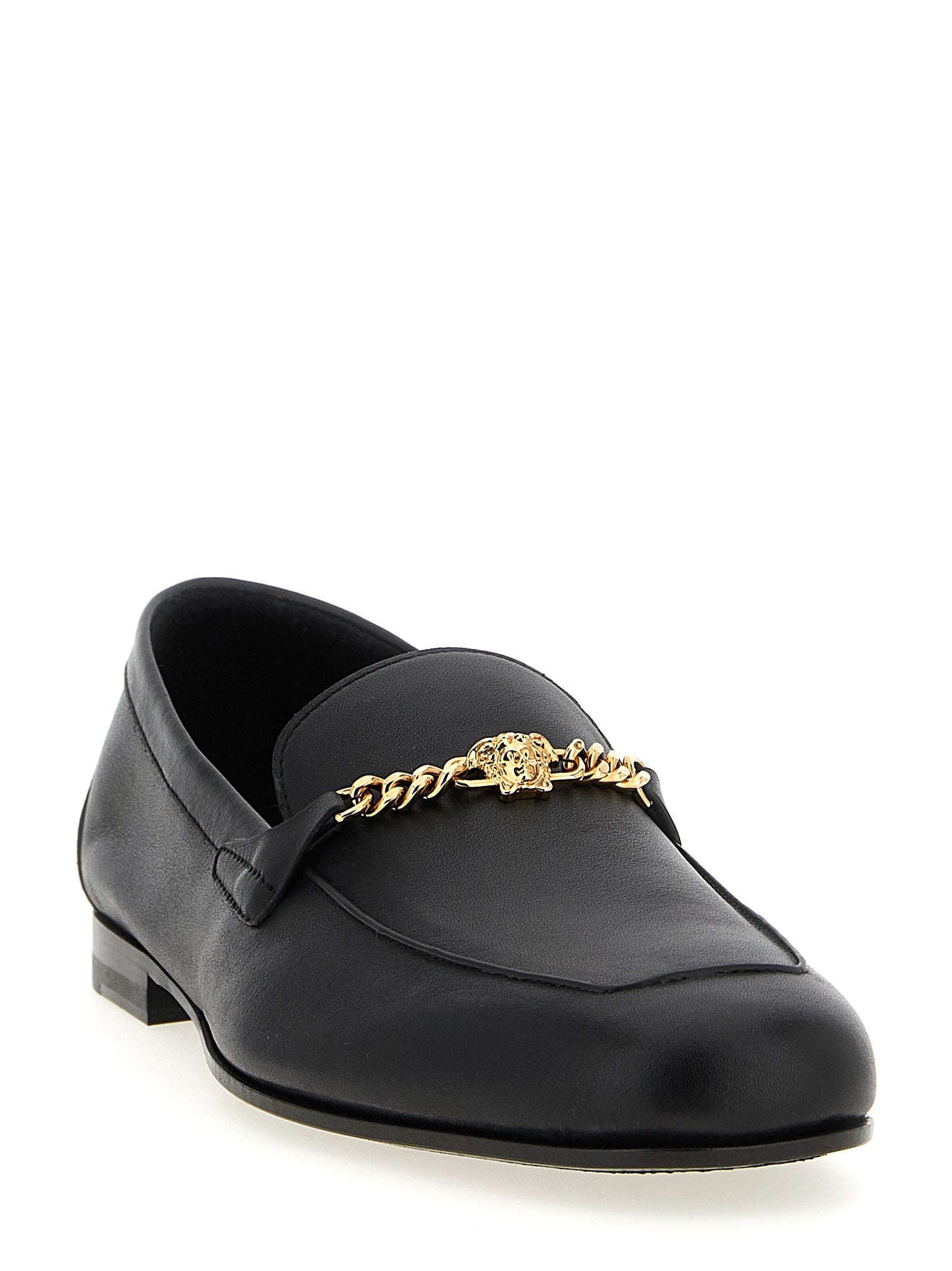 Versace Black Calfskin Slip-On Loafers