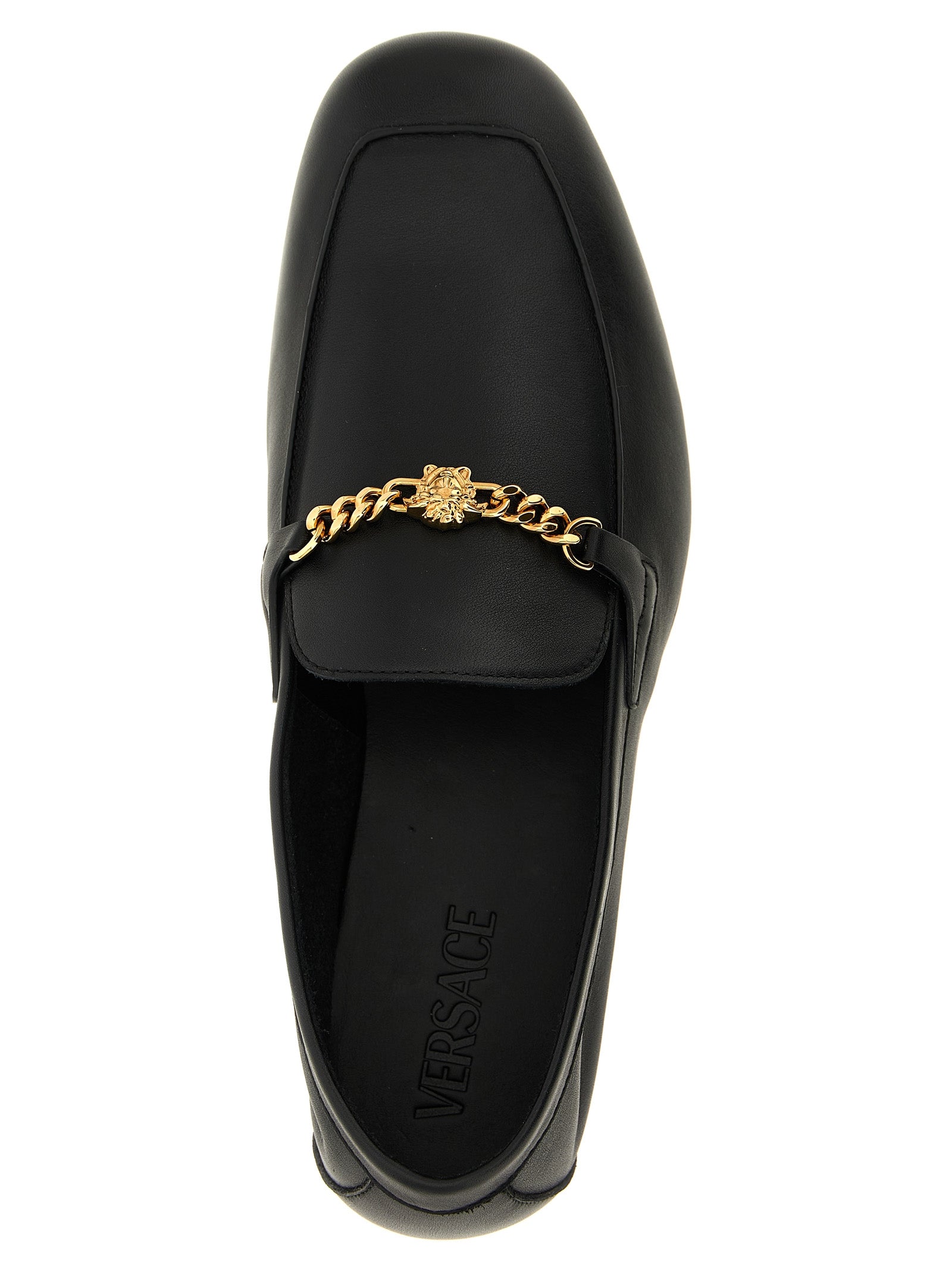 Versace Zwarte Kalfsleren Instaploafers