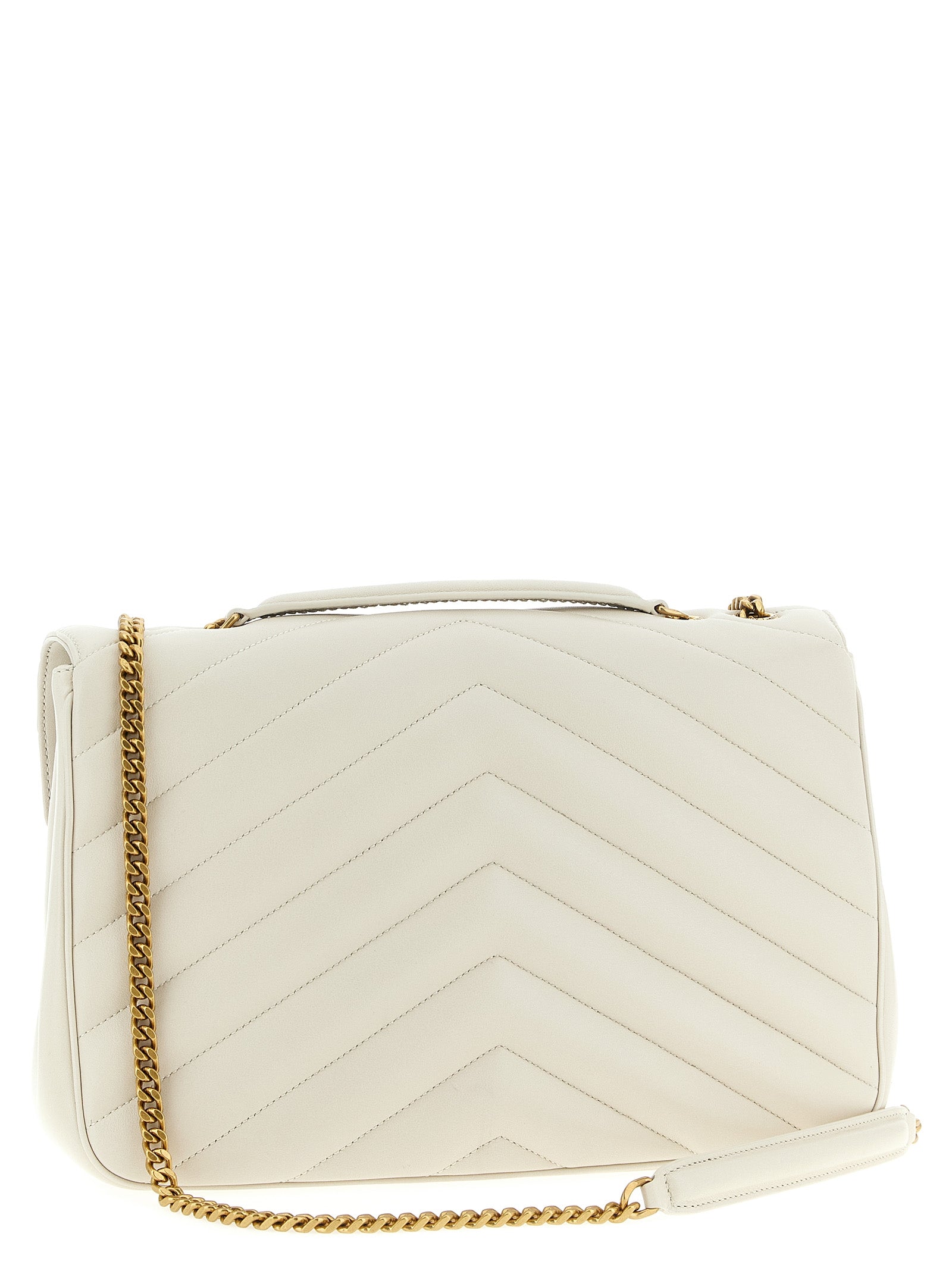 Saint Laurent Beige Lambskin Leather Shoulder Bag
