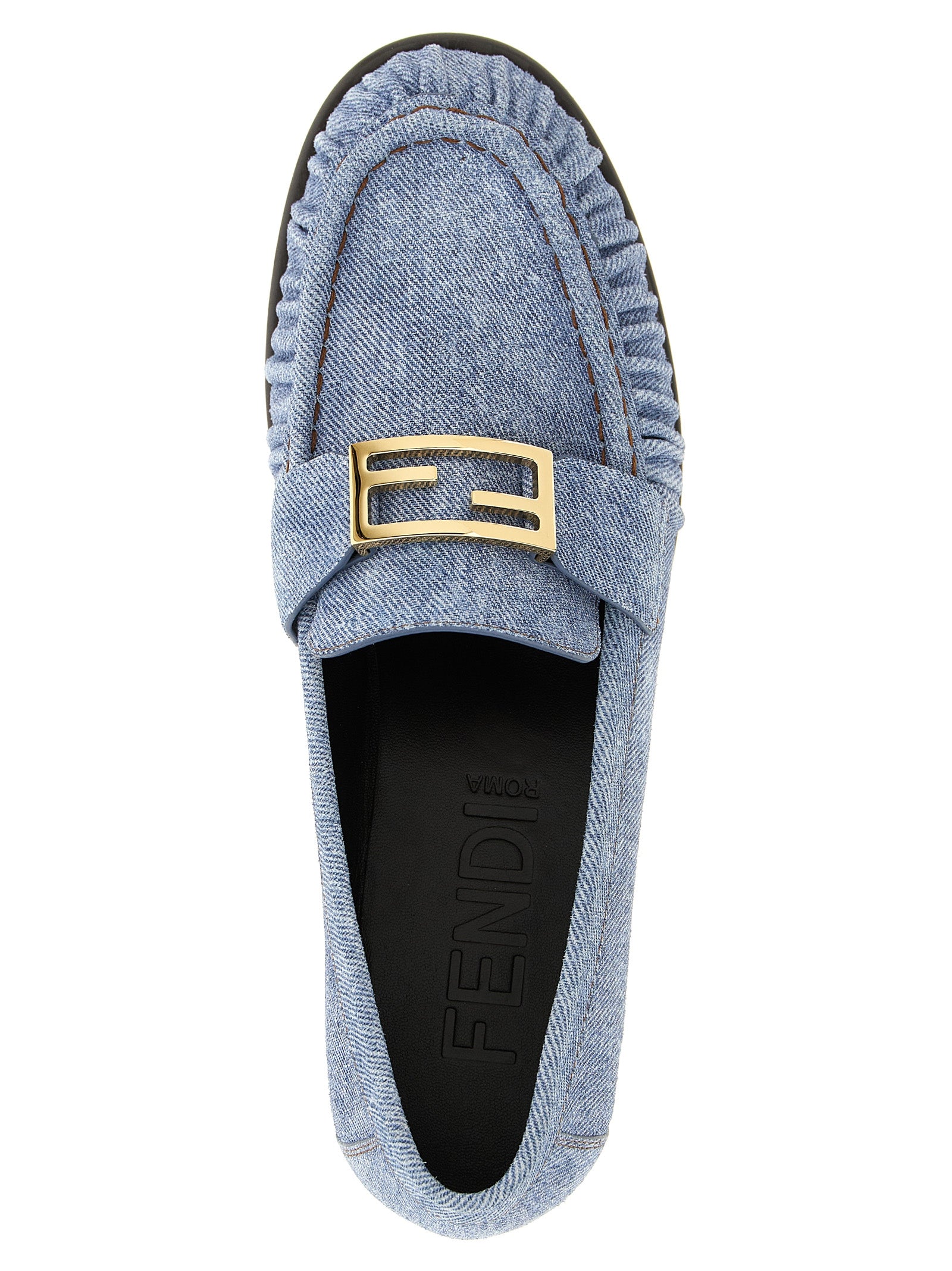 Fendi Loafers van kalfsleder in blauw