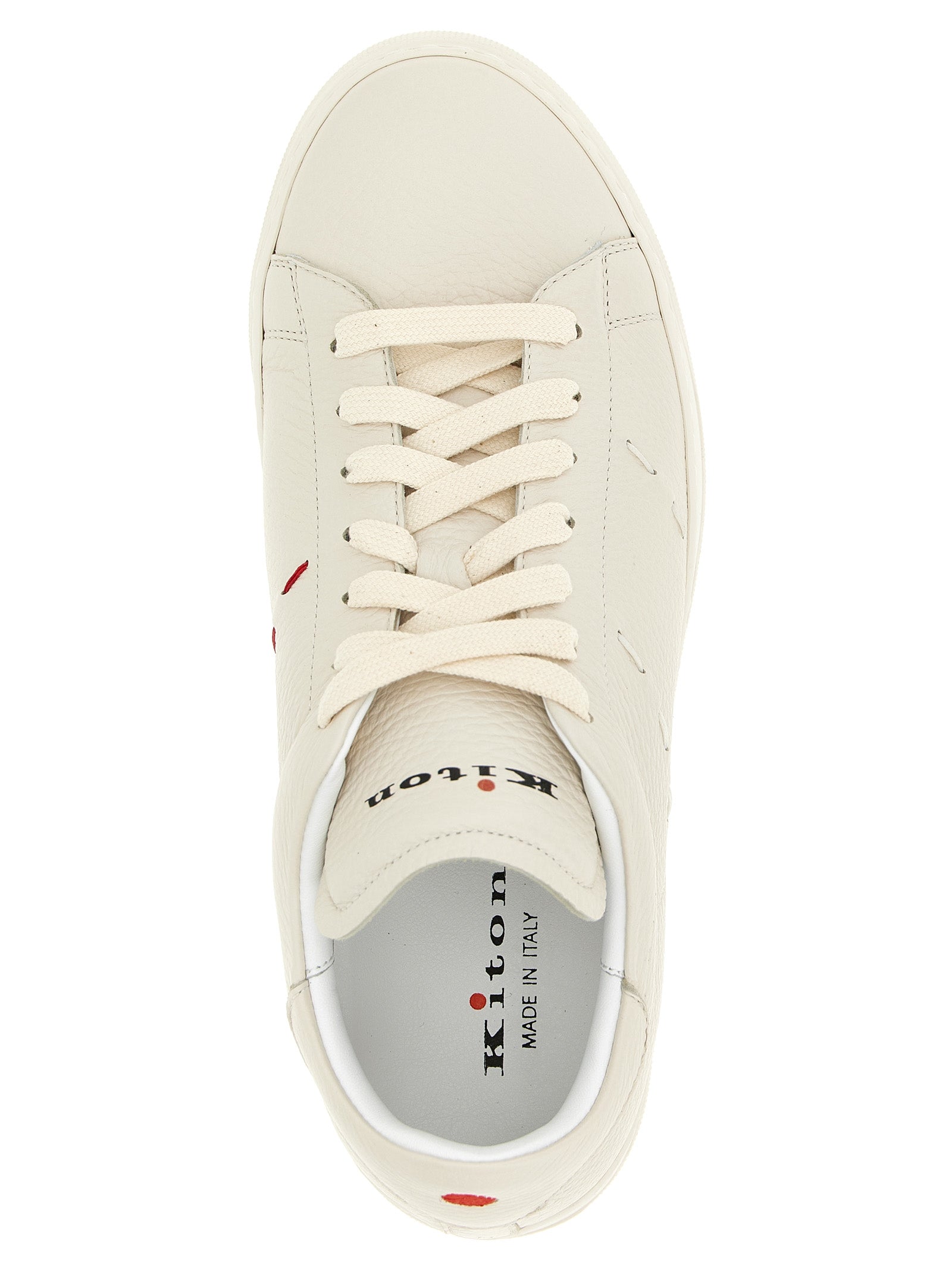 Kiton White Nubuck Leather Low Top Sneakers