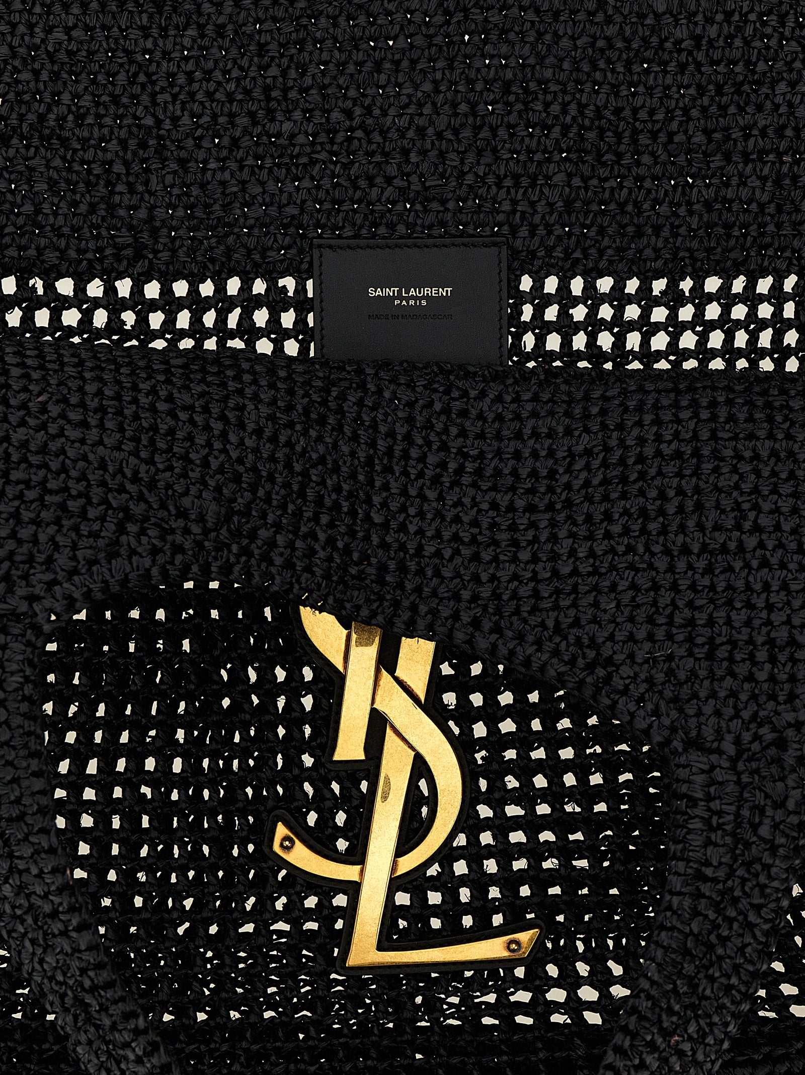 Saint Laurent Zwarte Raffia Draagtas
