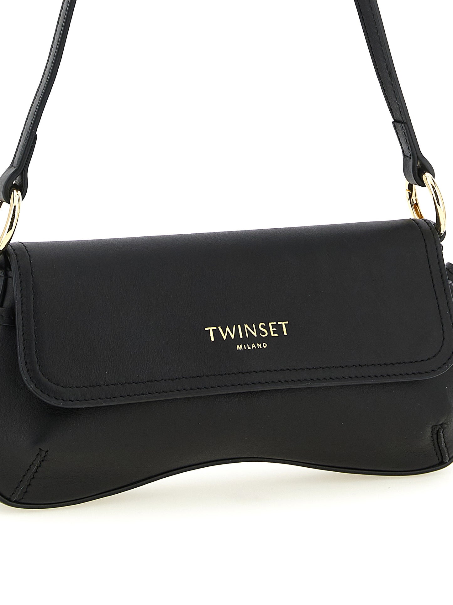Twinset Black Leather Shoulder Bag