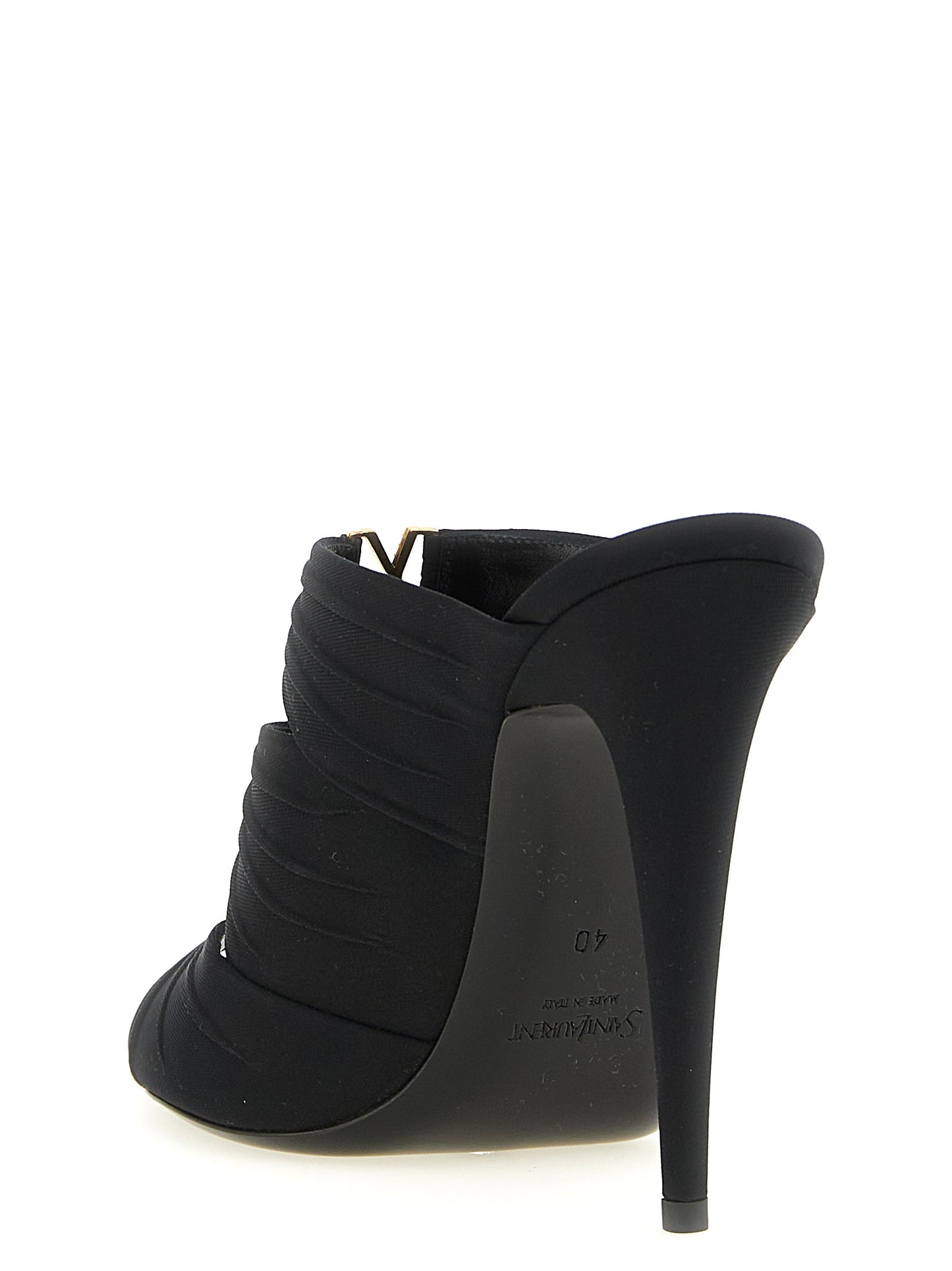 Saint Laurent Black Viscose Stiletto Heel Sandals