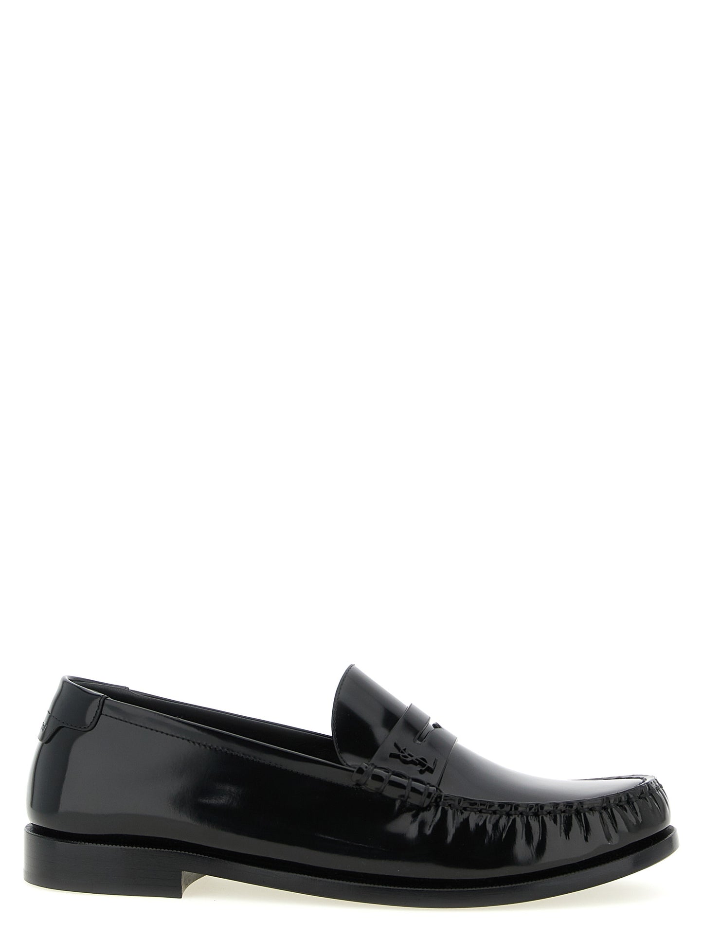 Saint Laurent Black Calfskin Slip-On Loafers