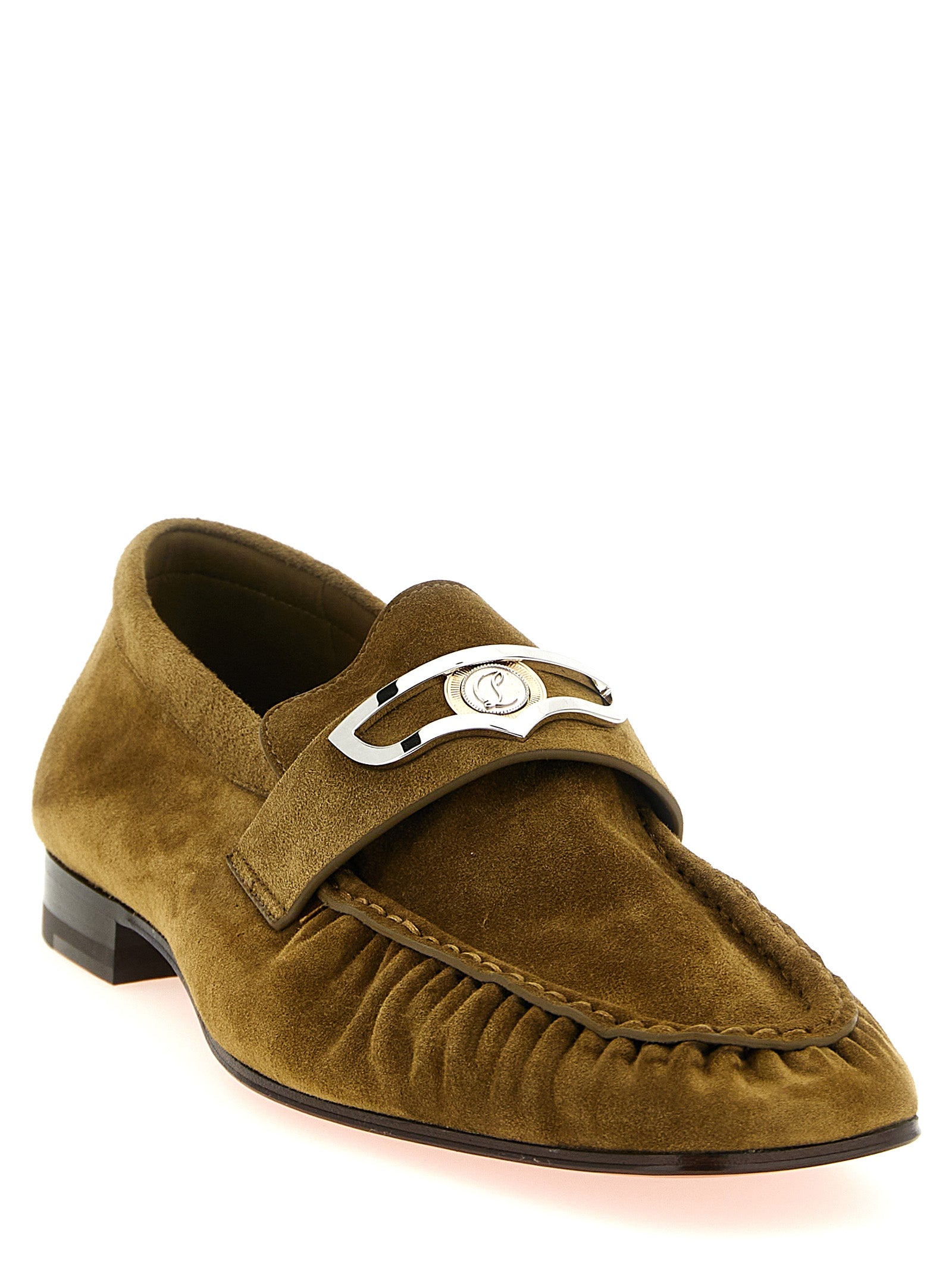 Christian Louboutin Bruine Kalfsleren Instapschoenen