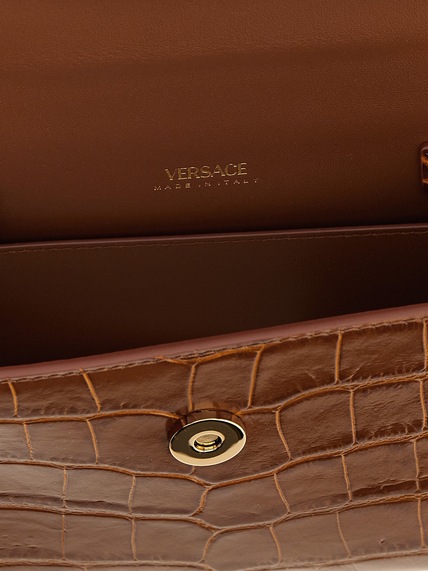 Versace Brown Calfskin Handbag