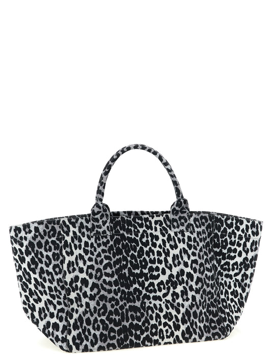 Ganni Gray Recycled Cotton Tote Bag