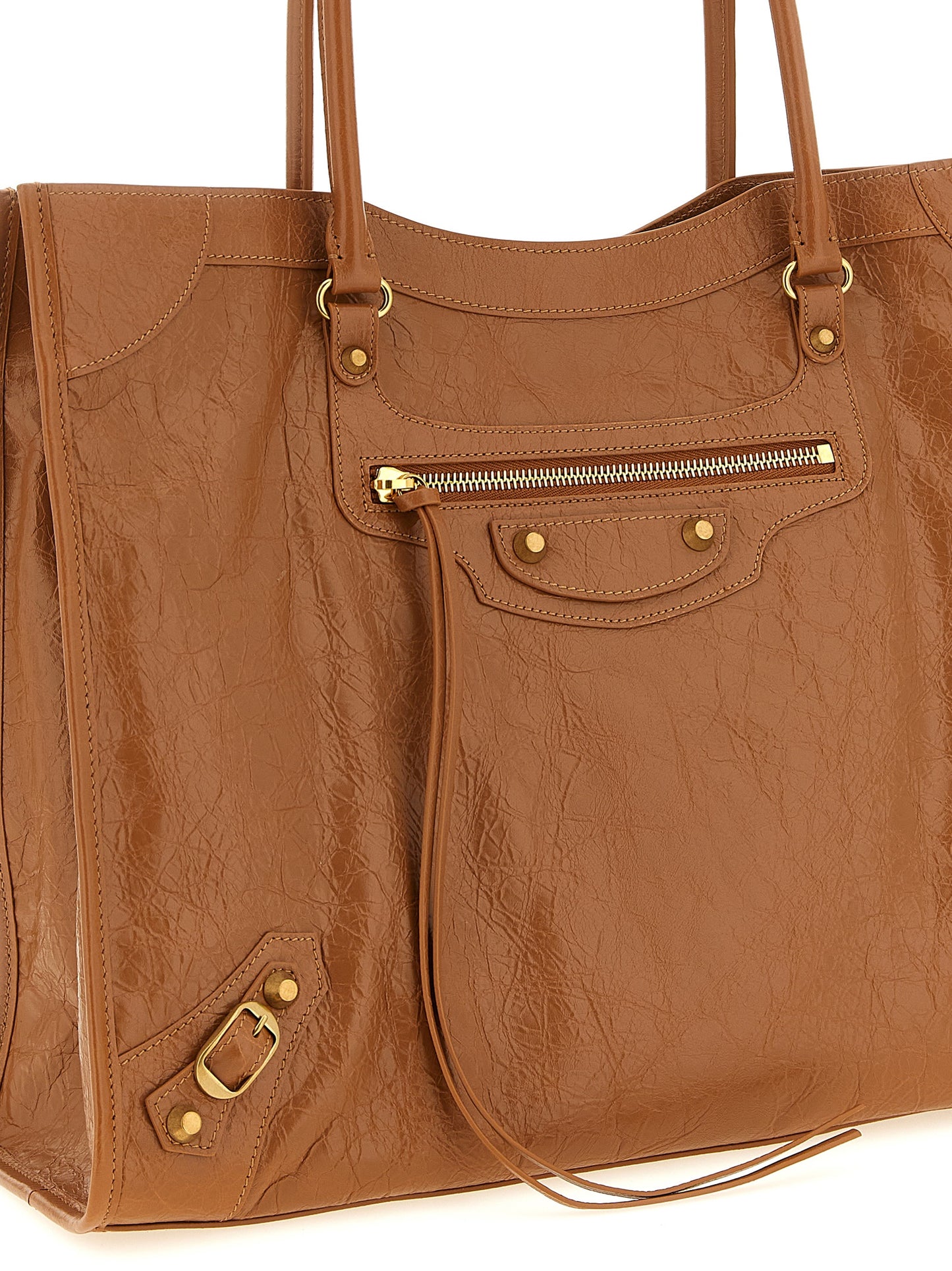 Balenciaga Brown Lamb Leather Shoulder Bag