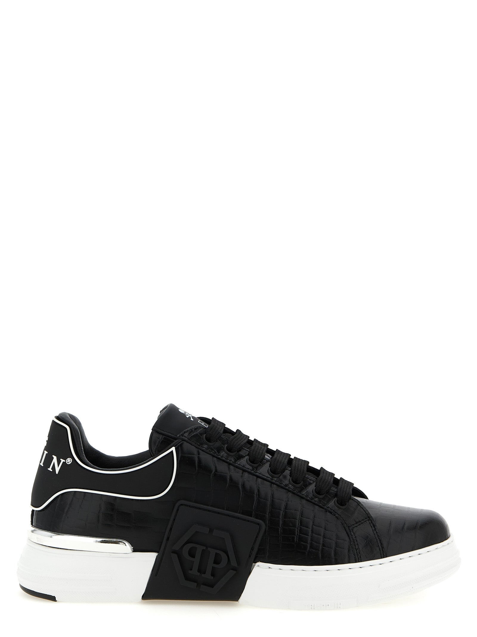 Philipp Plein Zwarte Lage Sneakers van Rundleer