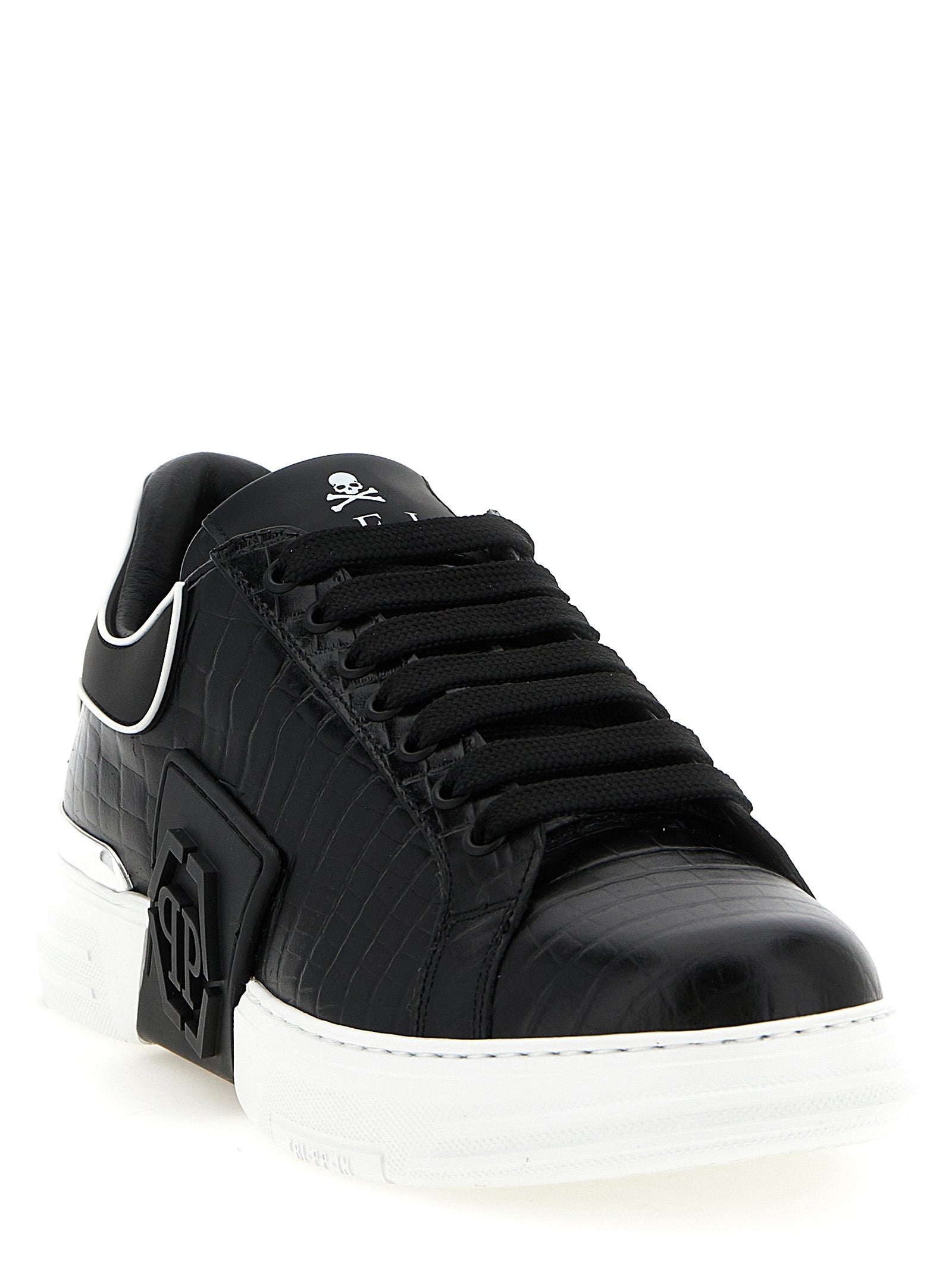 Philipp Plein Zwarte Lage Sneakers van Rundleer