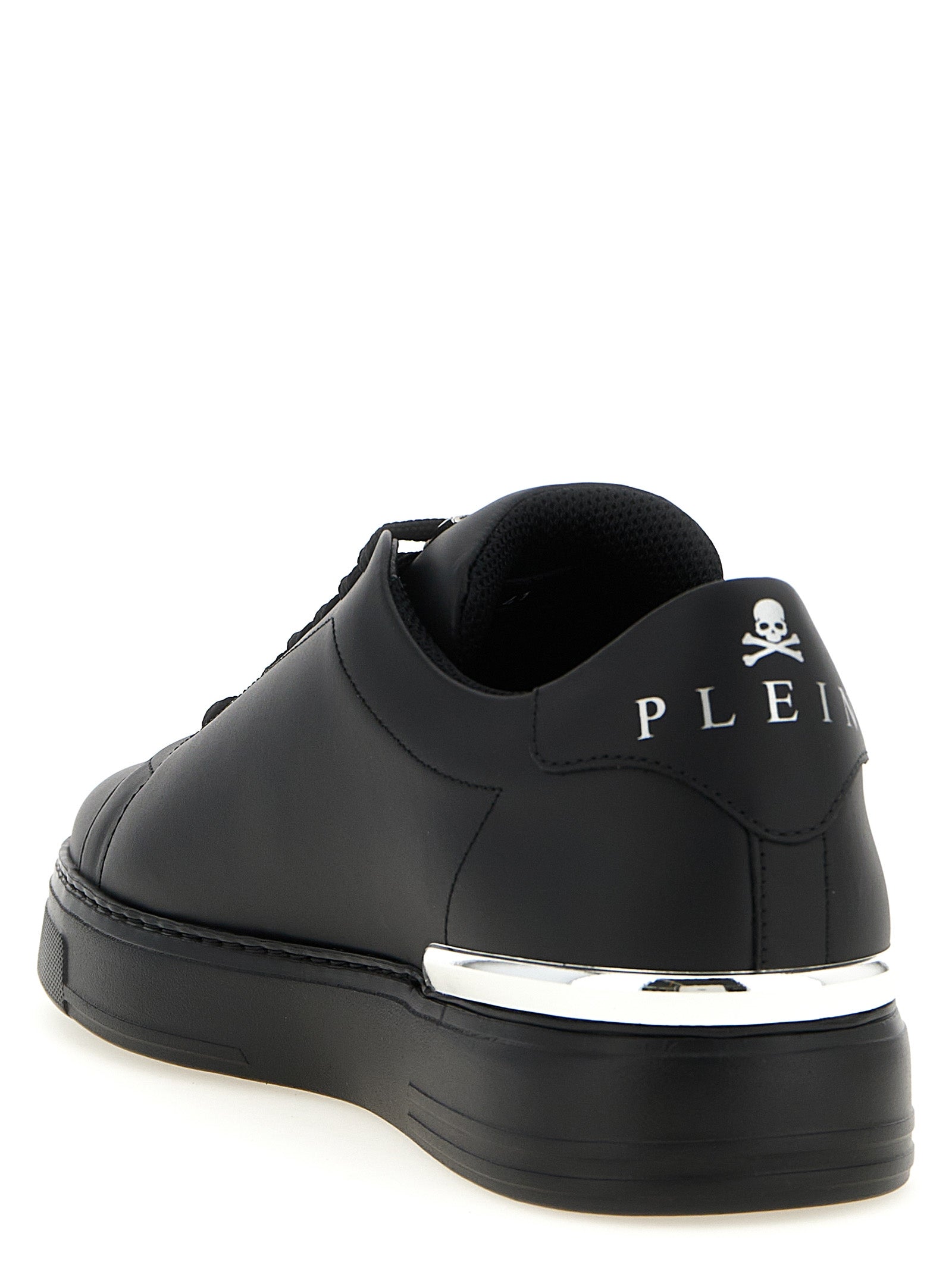Philipp Plein Zwarte Kalfslederen Lage Sneakers