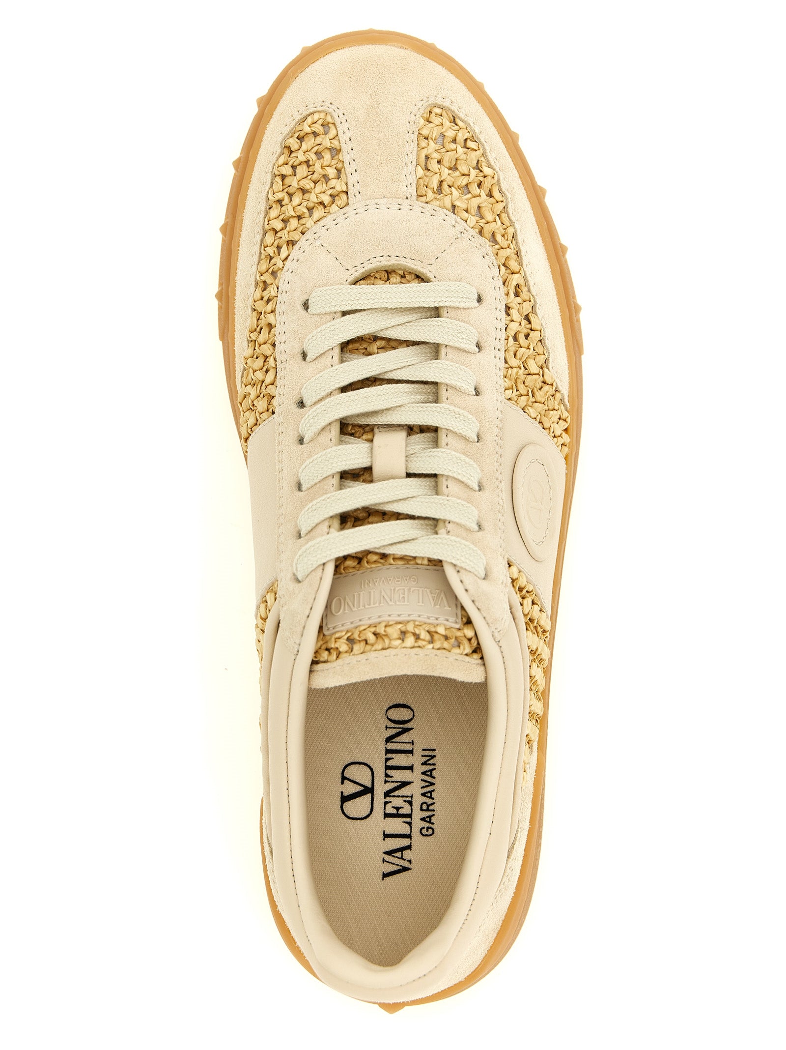 Valentino Garavani Beige Kalfsleren Lage Sneakers
