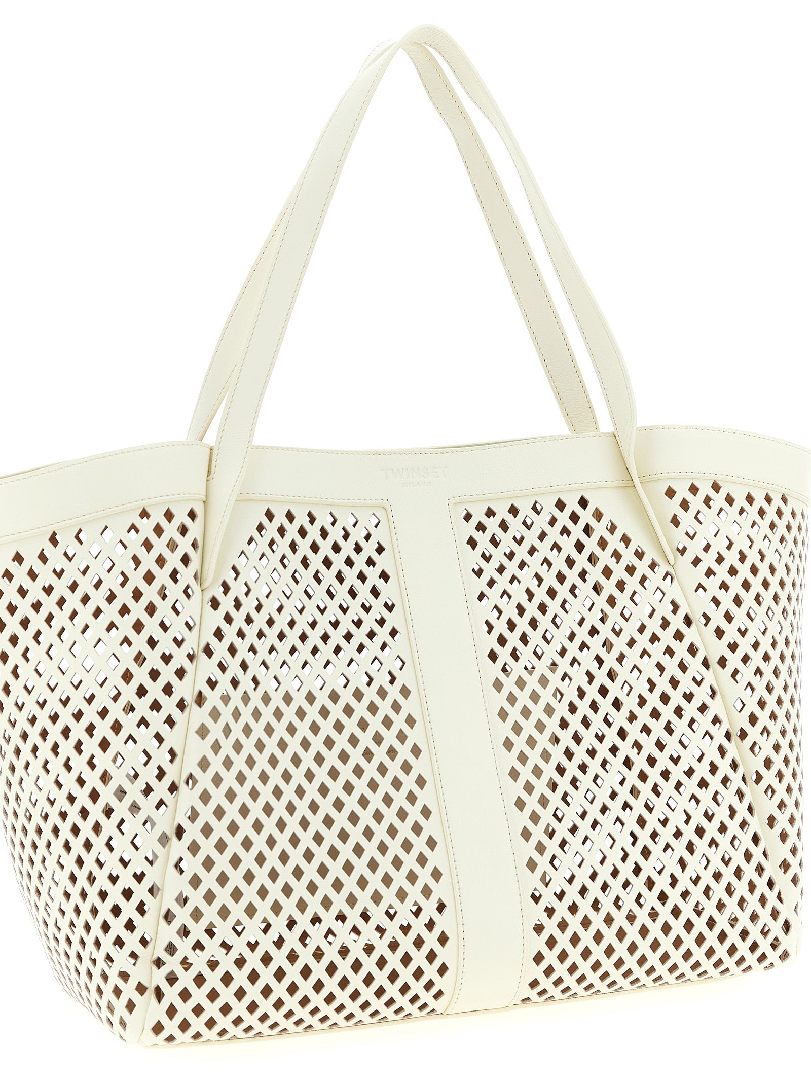 Twinset leren shopper wit