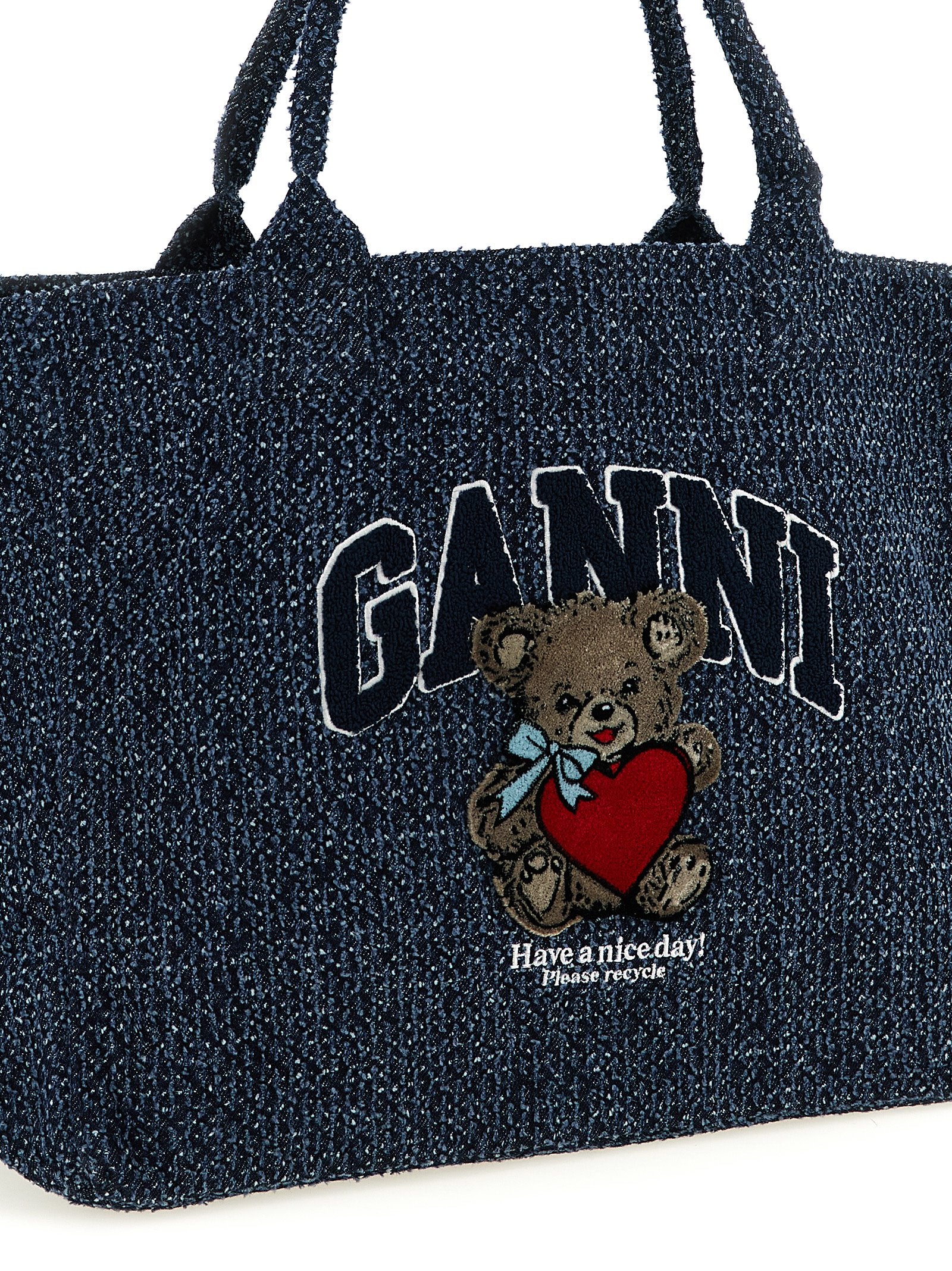 Ganni Blauwe Tote Bag van Biologisch Katoen