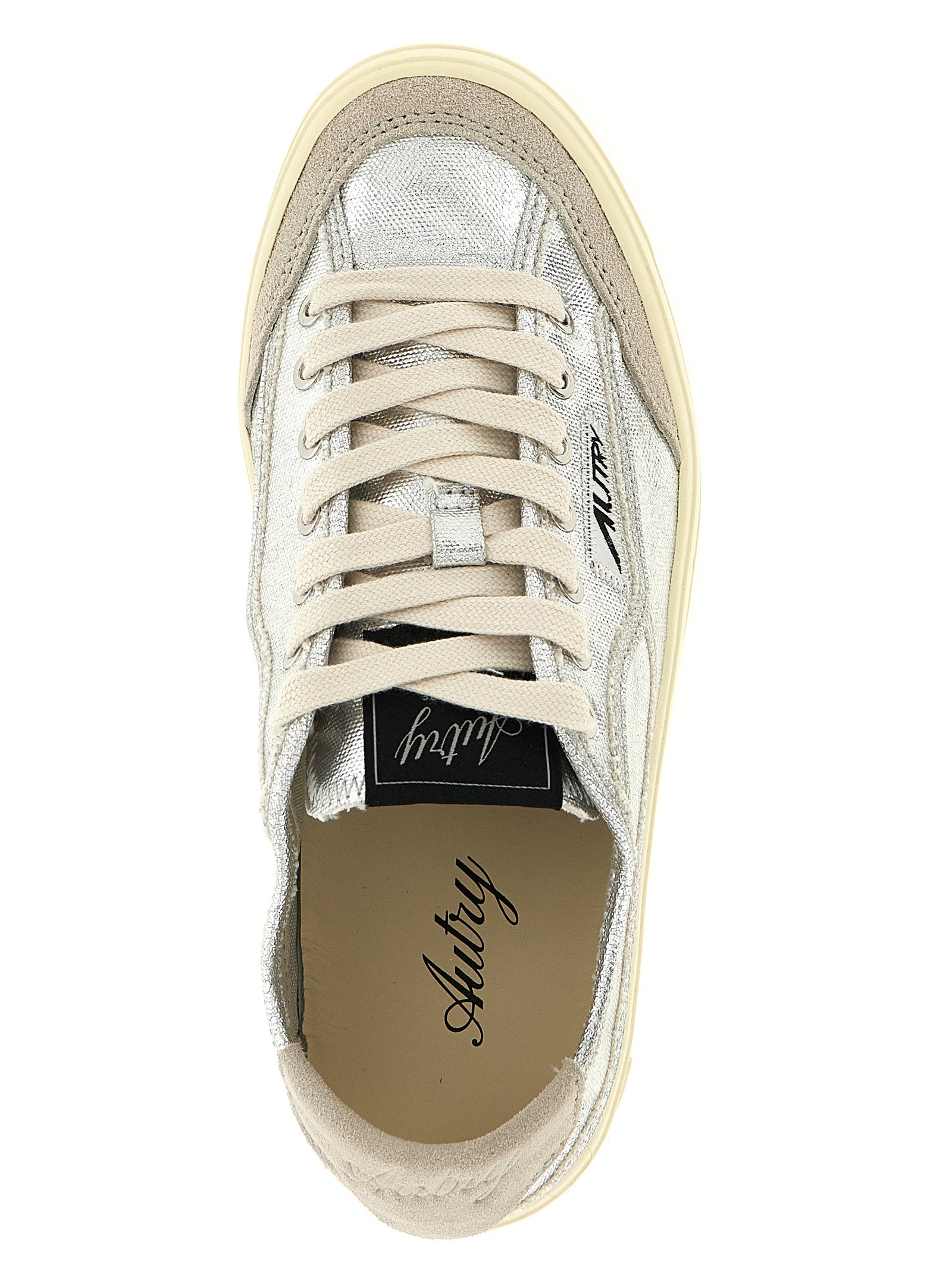 Autry Silver Canvas Lage Sneakers