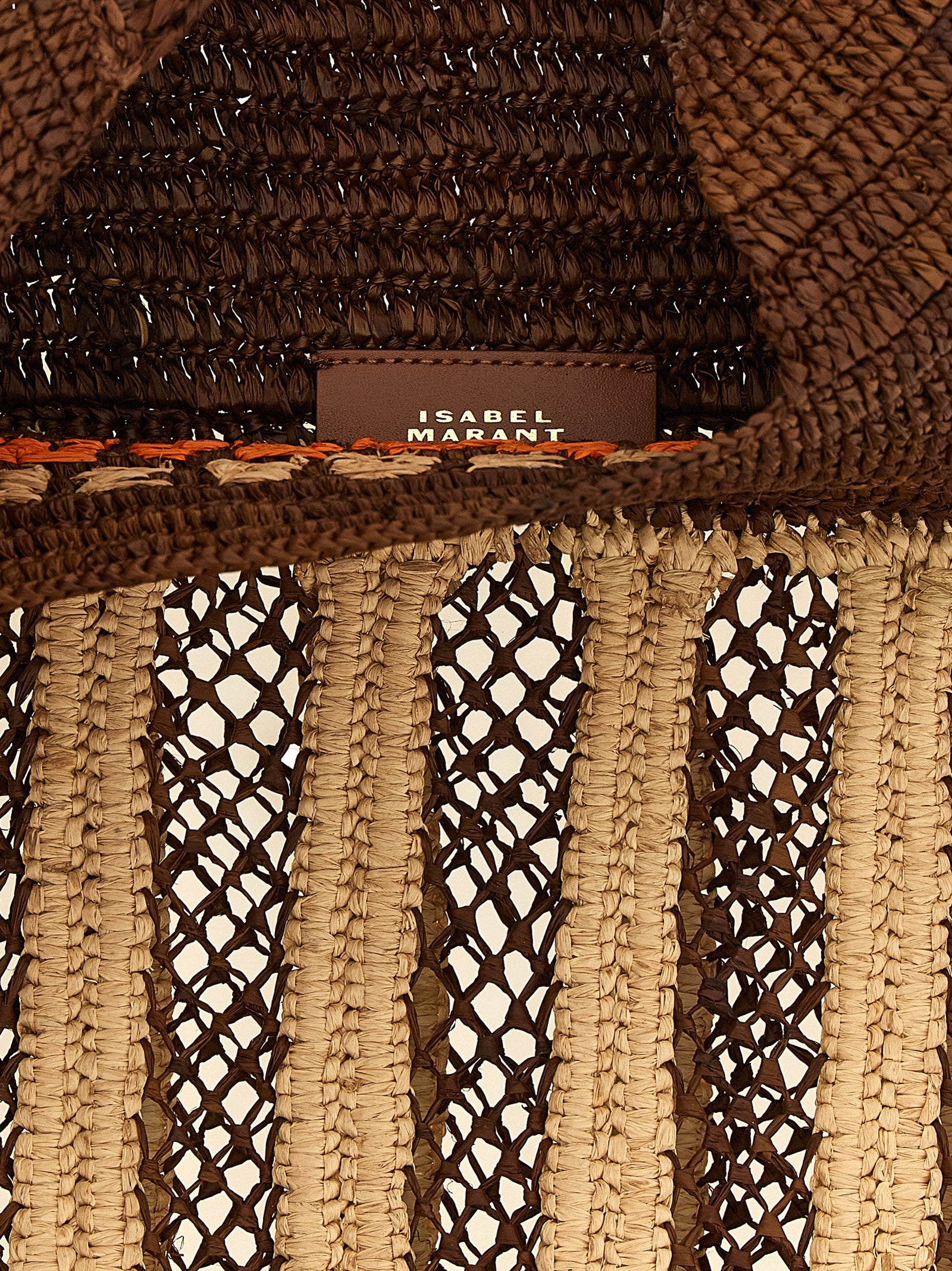 Isabel Marant Bruine Raffia Schoudertas