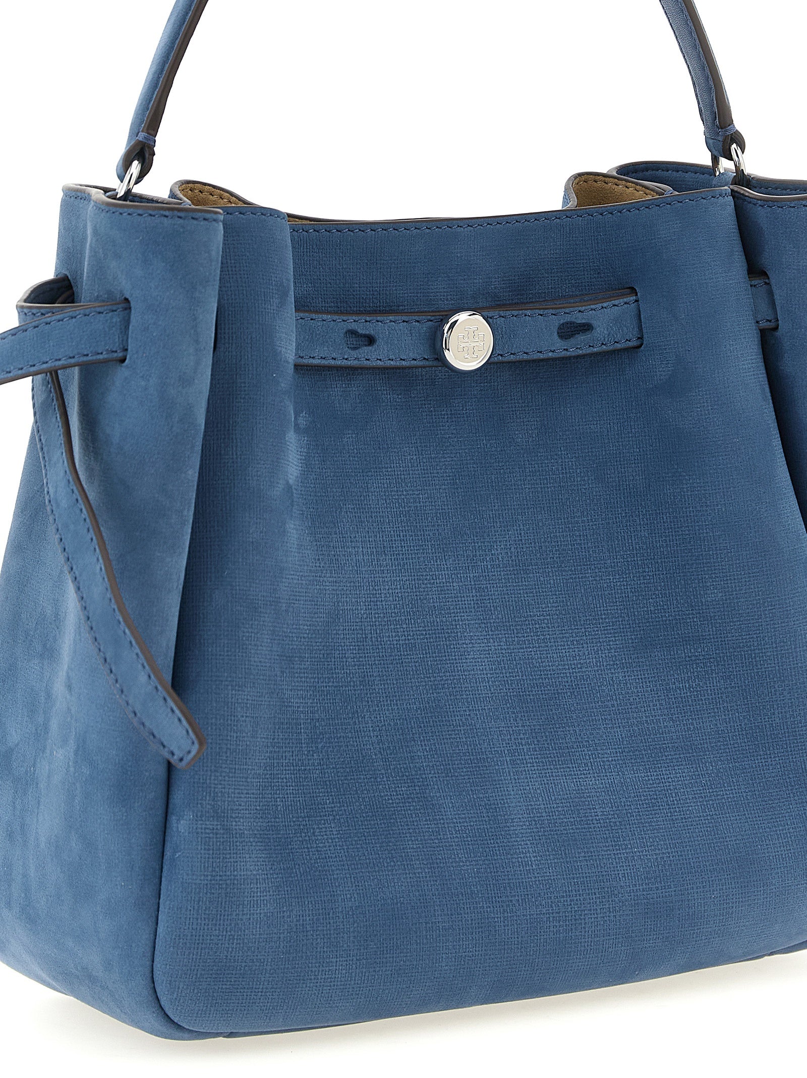 Tory Burch Blauwe Lamswollen Leren Handtas