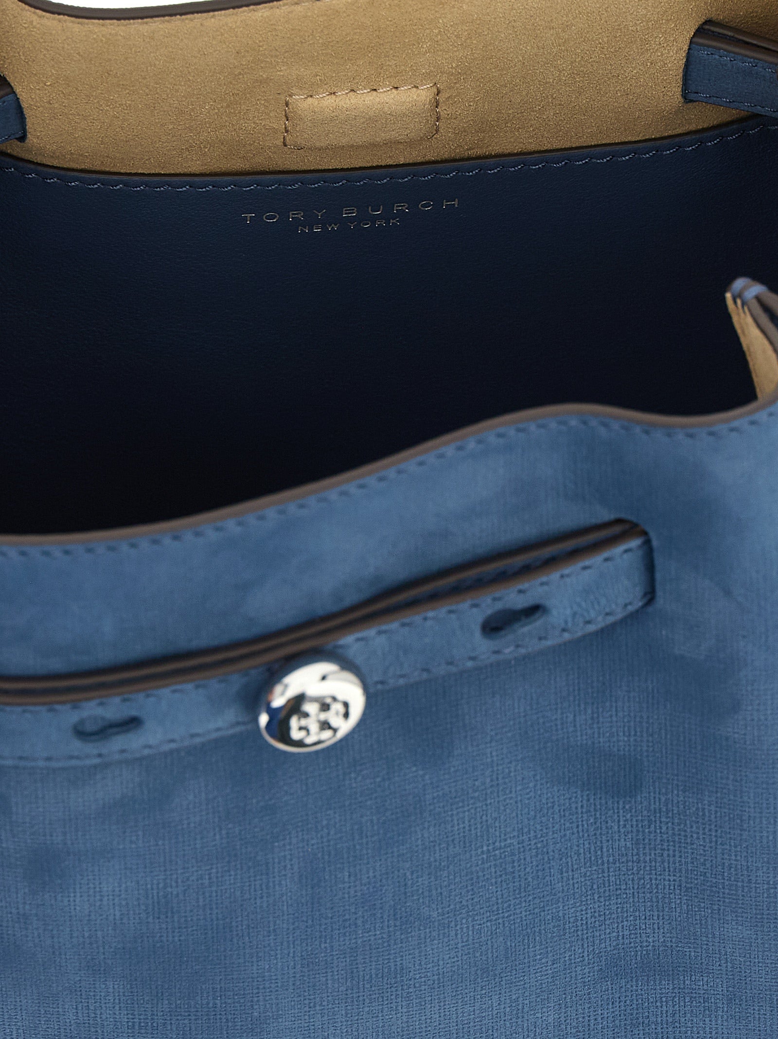 Tory Burch Blauwe Lamswollen Leren Handtas