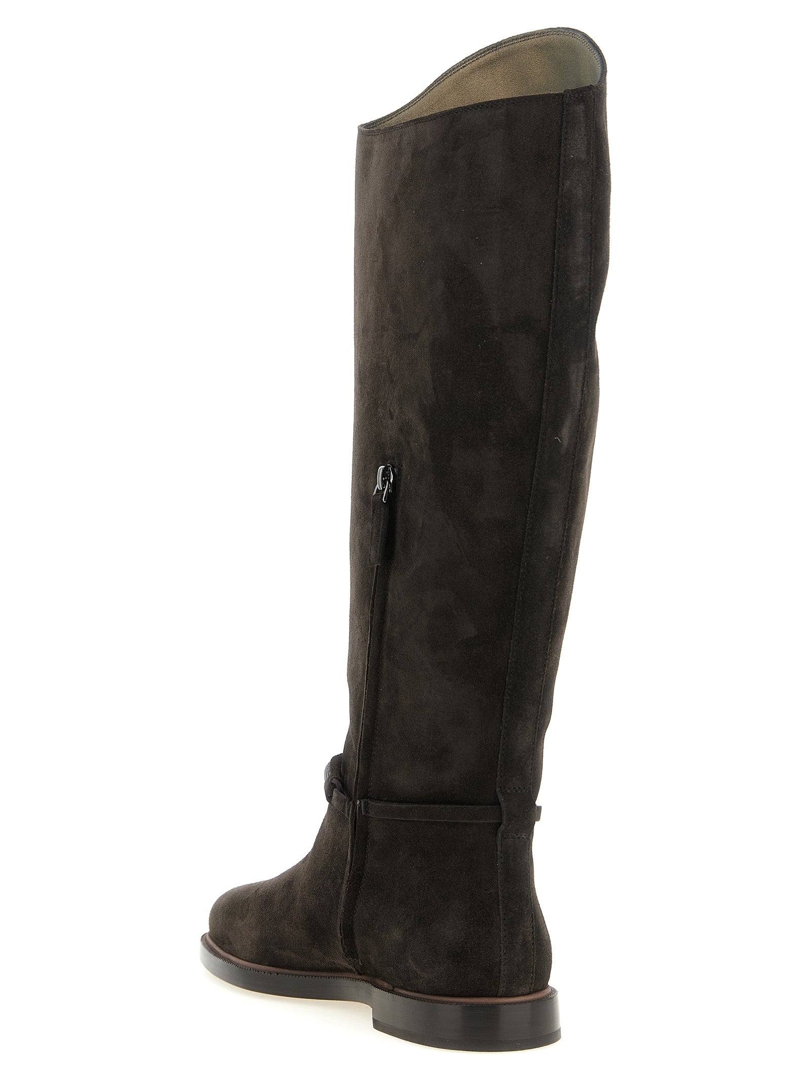 Brunello Cucinelli Black Calfskin Over-the-Knee