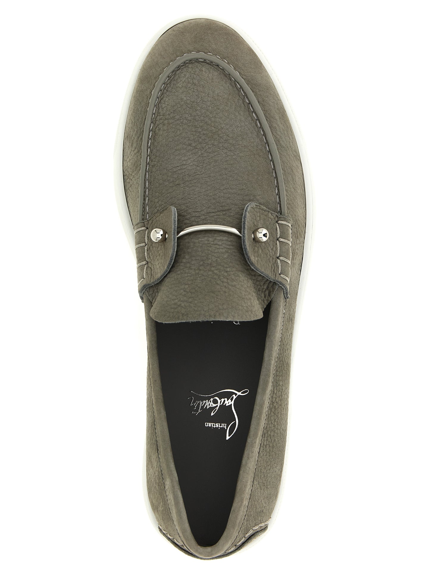 Christian Louboutin Gray Calfskin Slip-On Loafers