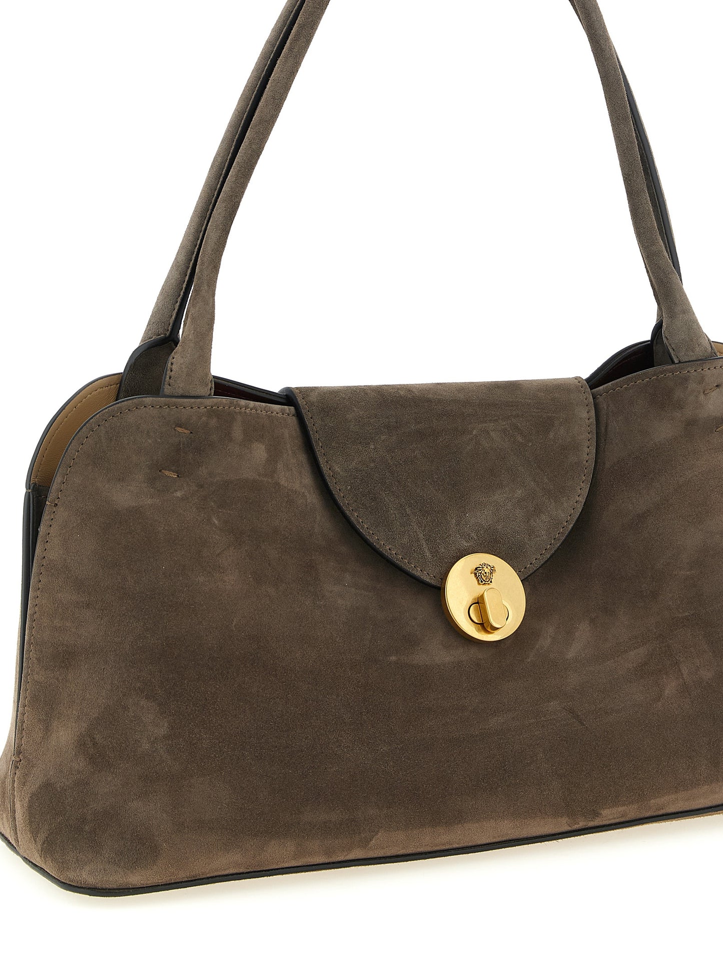 Versace Brown Calfskin Shoulder Bag