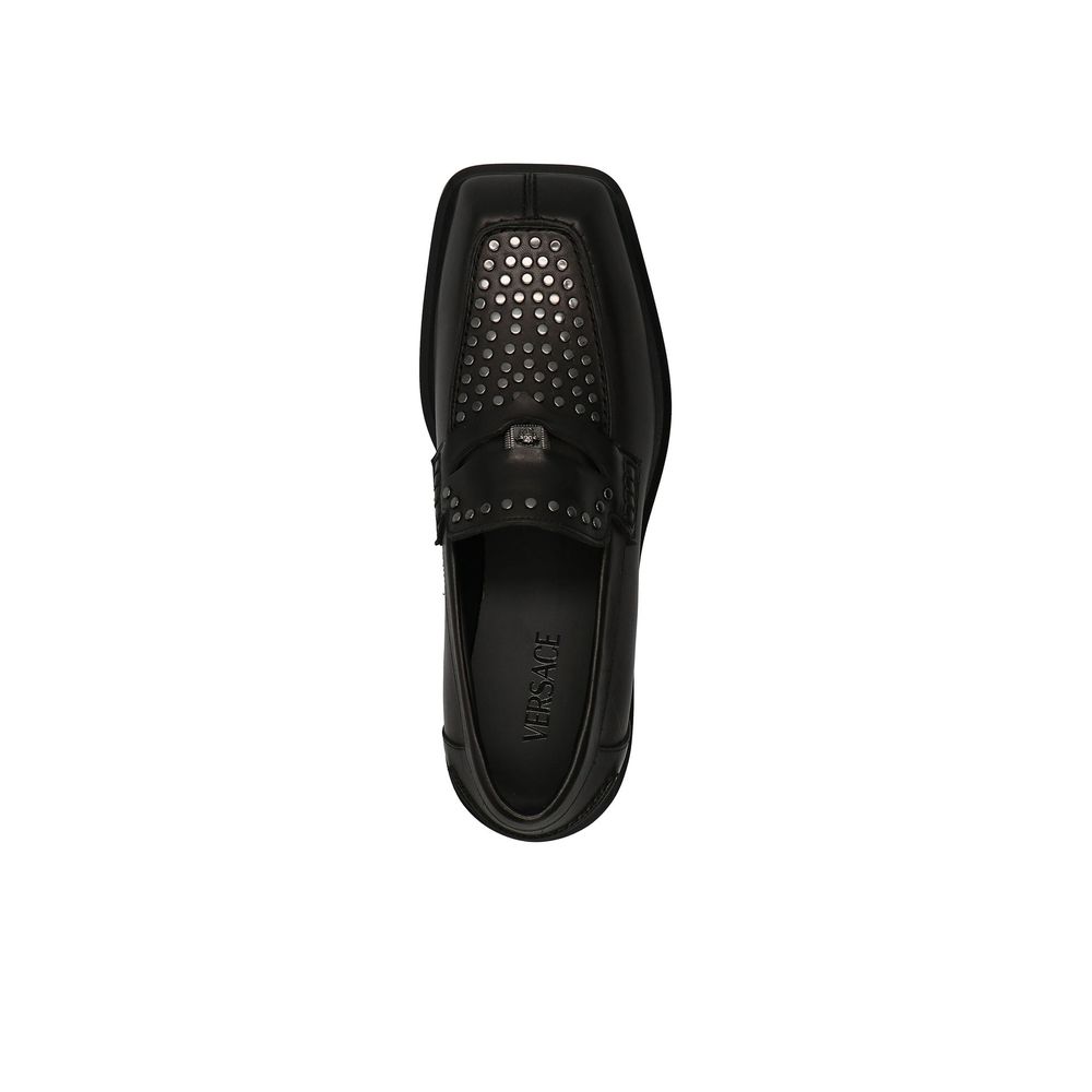 Zwarte leren instaploafers van Versace