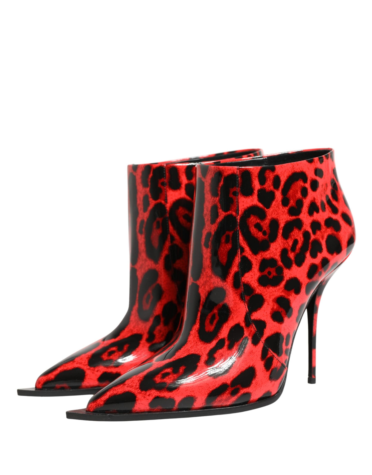 Dolce & Gabbana Rode Luipaard Cardinale Enkellaarsjes Schoenen